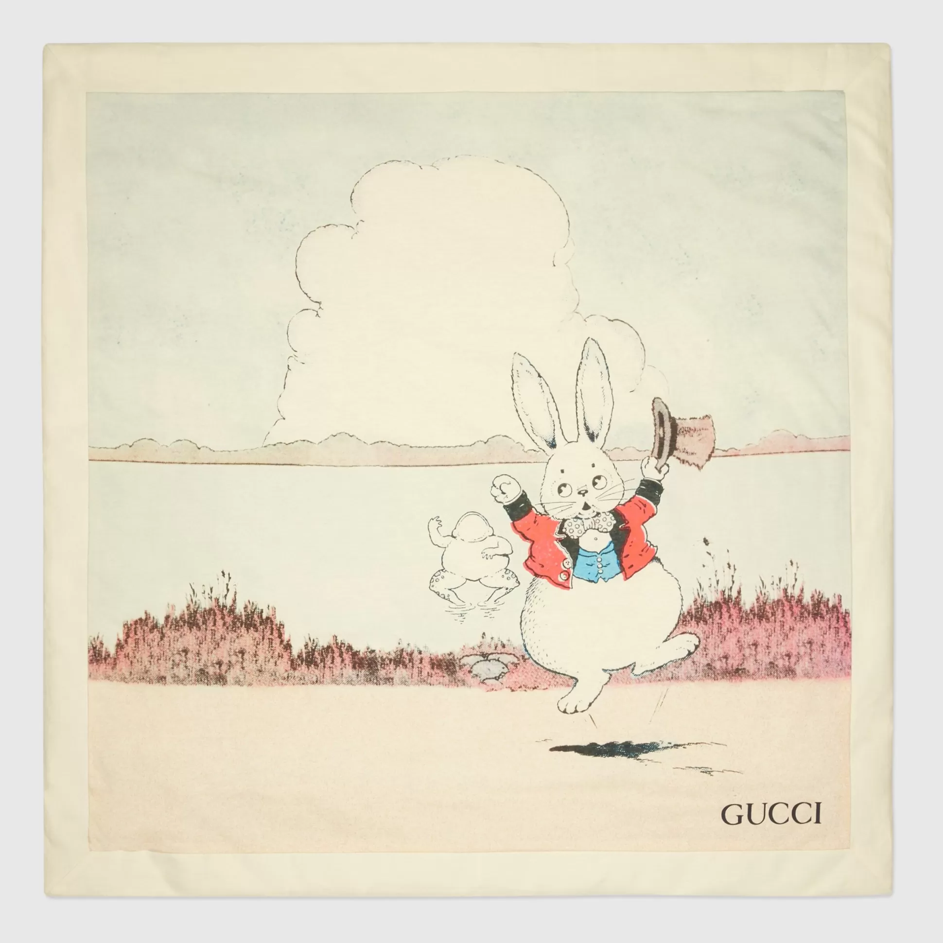 GUCCI Baby Cotton Blanket With Rabbit Print-Children Soft Accessories