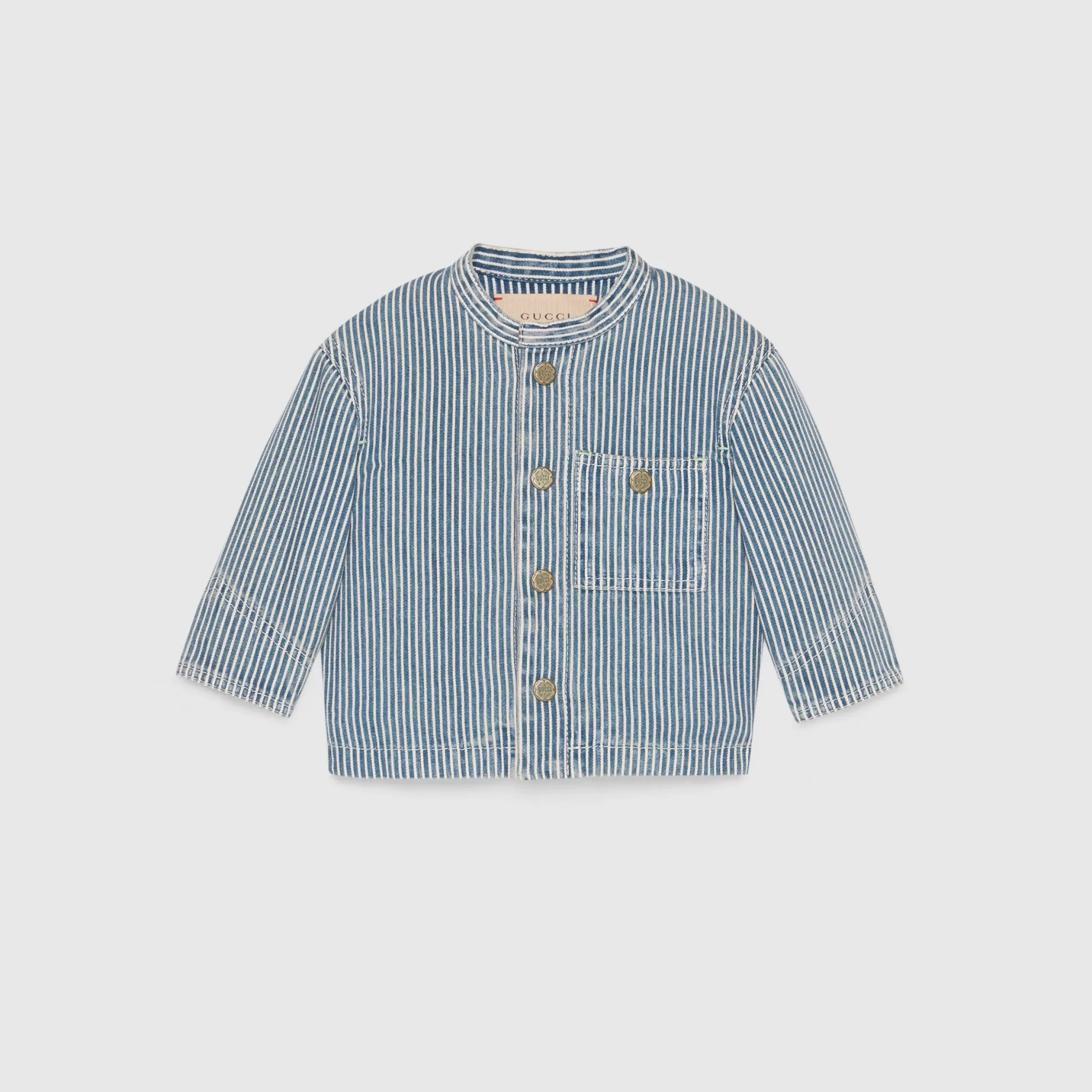 GUCCI Baby Striped Denim Jacket-Children Boys (0-36 Months)
