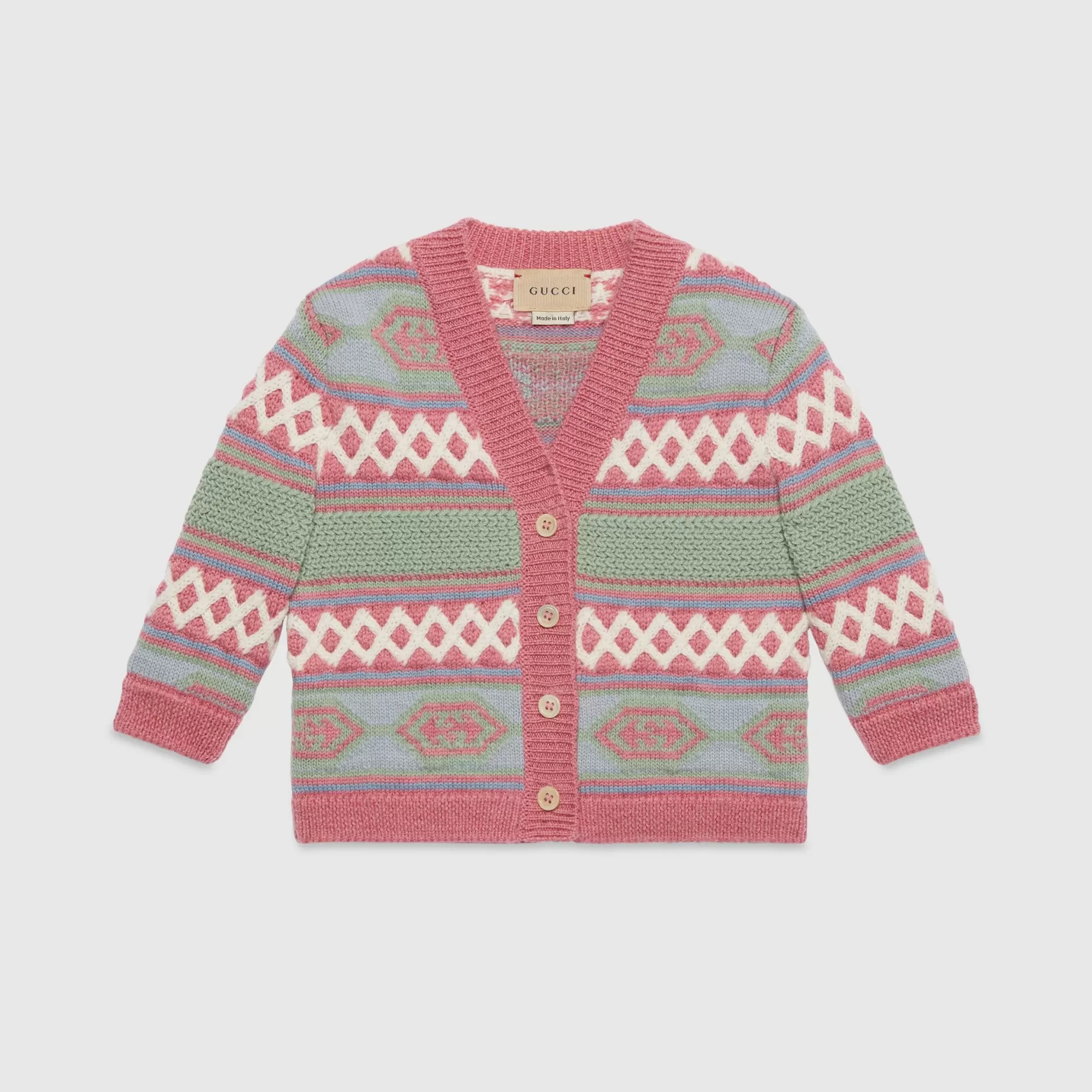 GUCCI Baby Wool Jacquard Cardigan-Children Girls (0-36 Months)