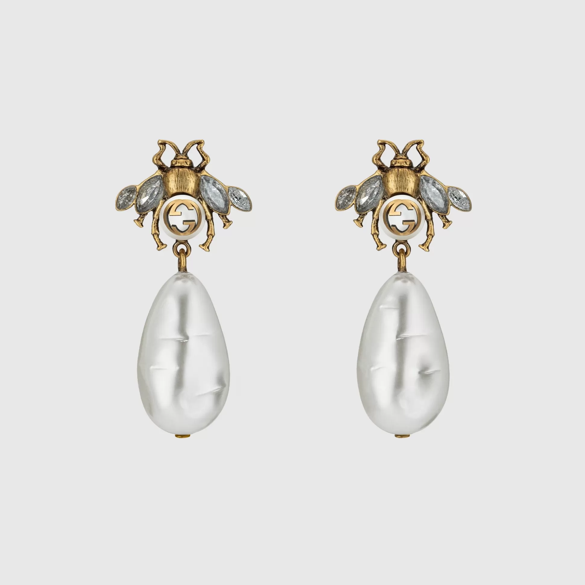 GUCCI Bee Earrings With Drop Pearls- For Women