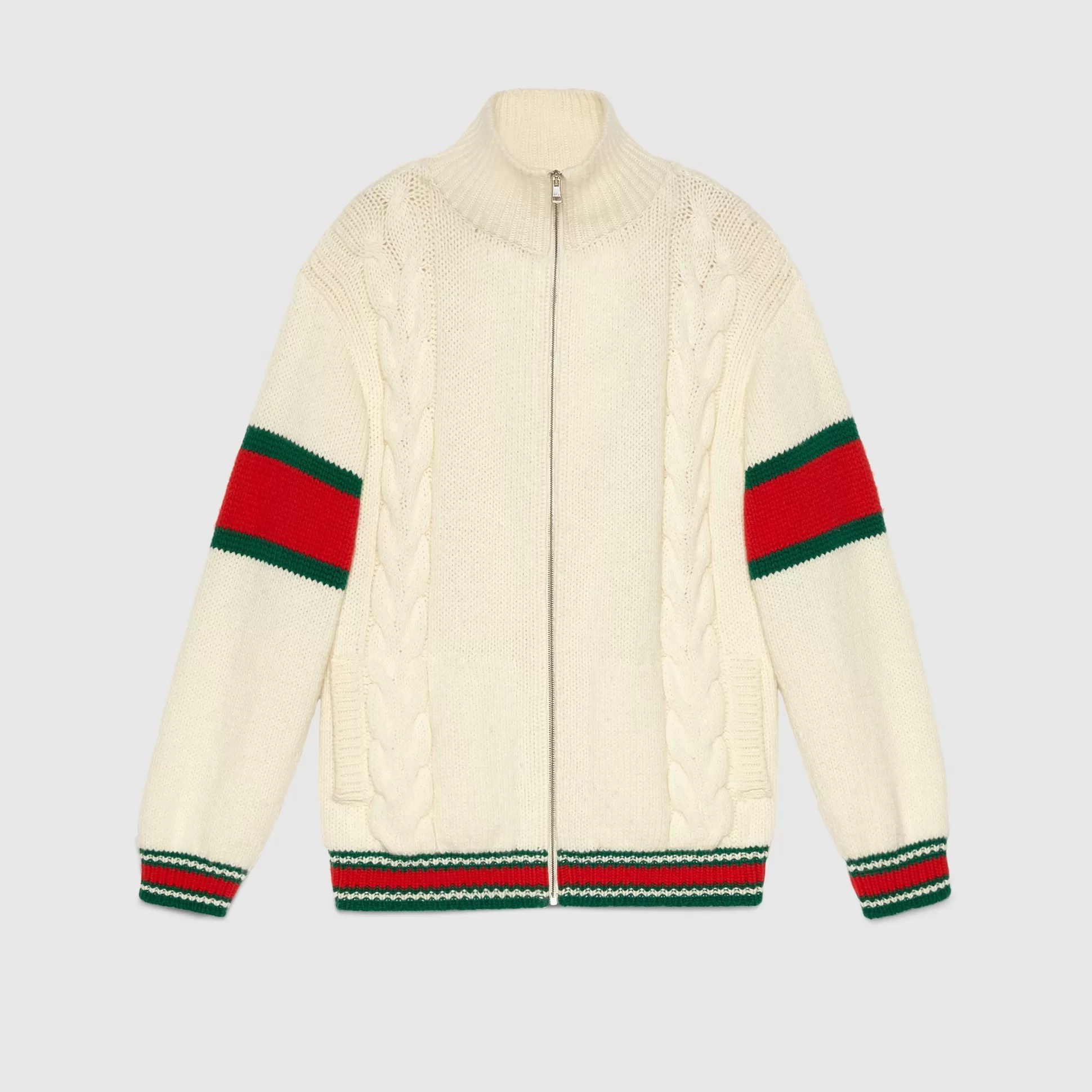 GUCCI Cable Knit Bomber Jacket-Men Knitwear