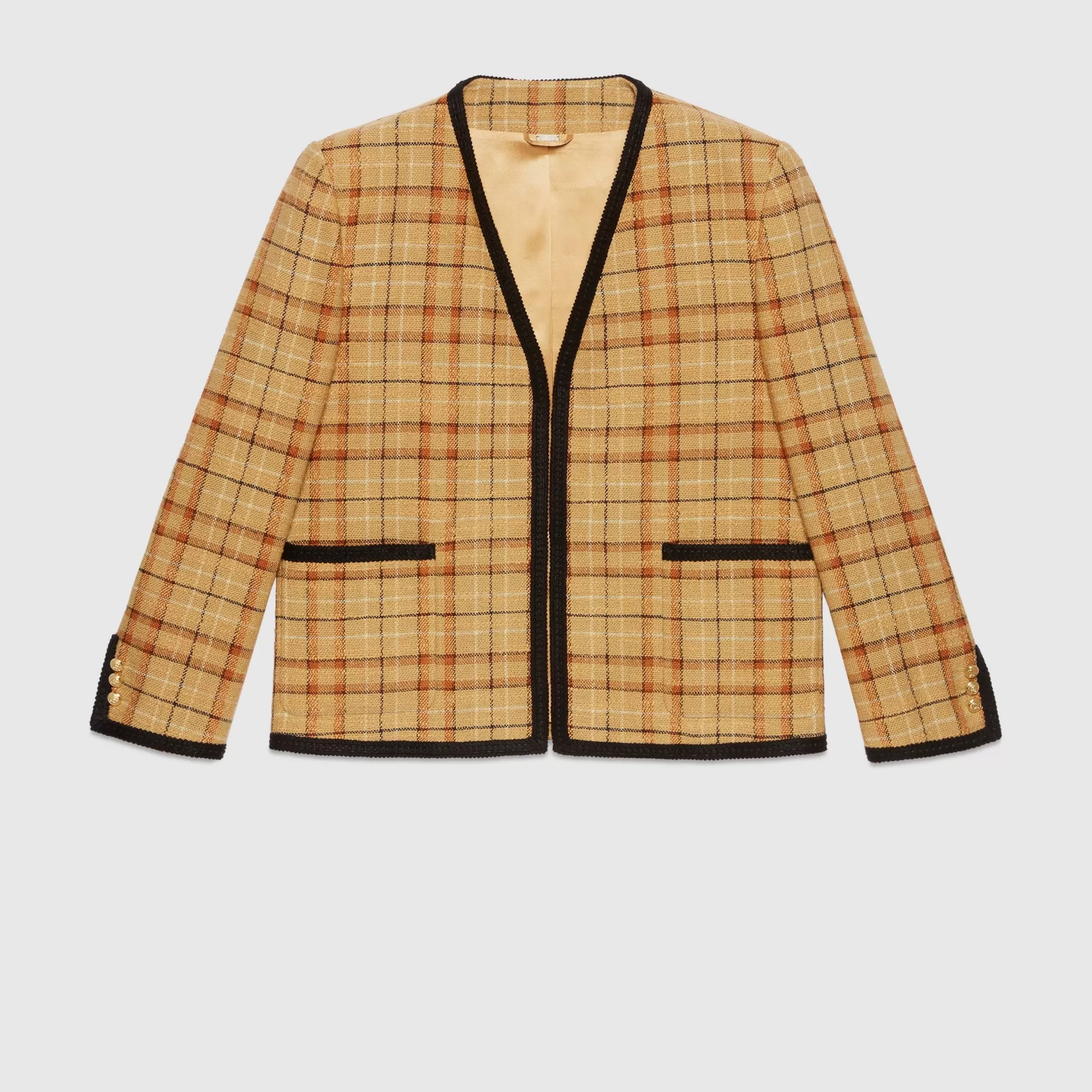 GUCCI Check Cotton Linen Formal Jacket-Men Formalwear