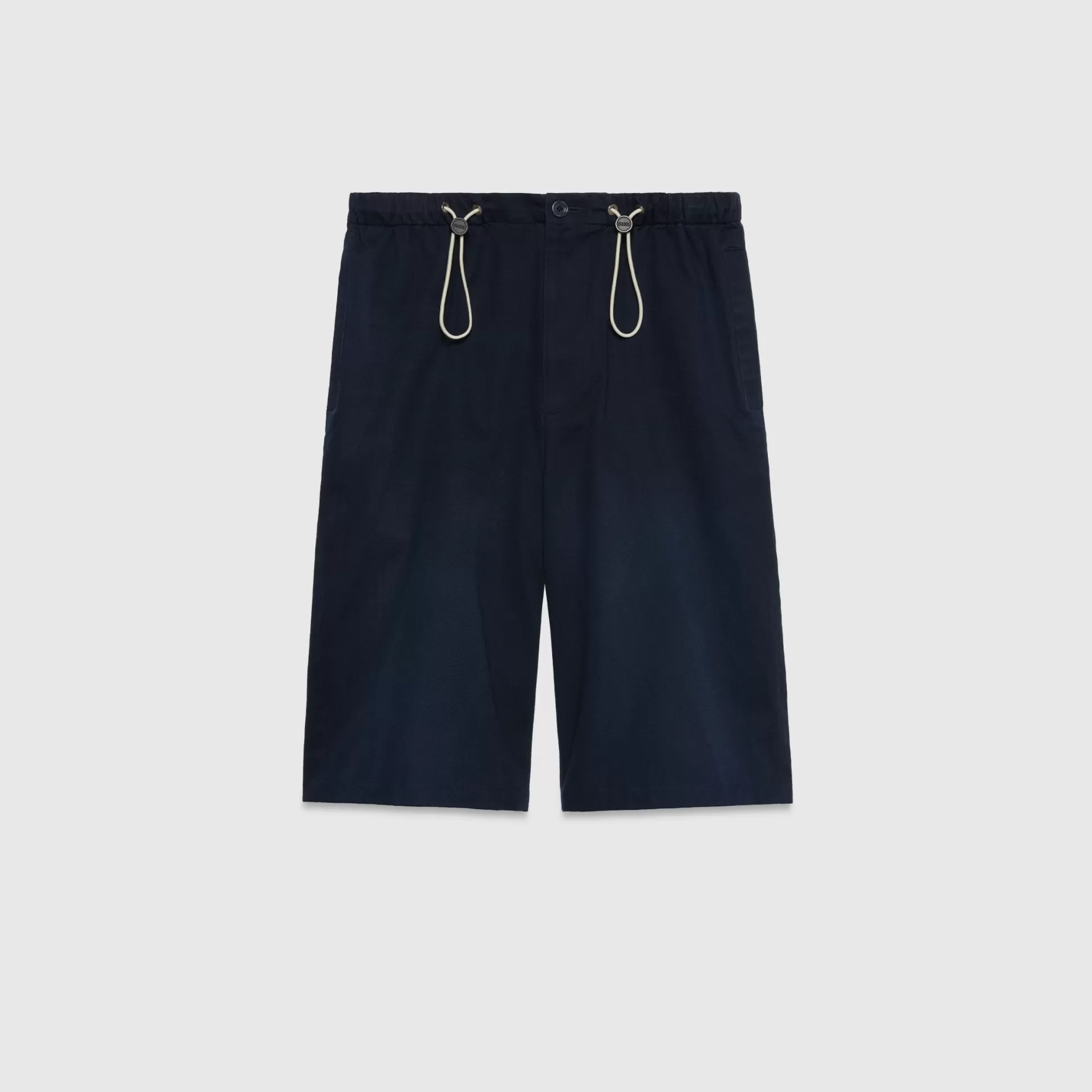 GUCCI Cotton Drill Shorts With Embroidery-Men Pants & Shorts