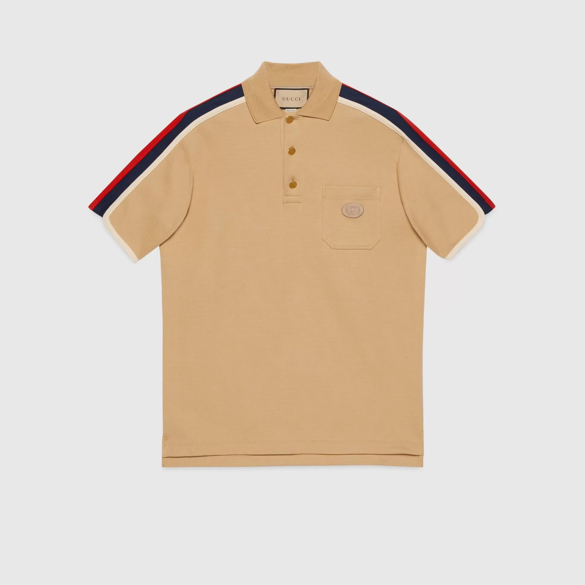 GUCCI Cotton Jersey Polo Shirt With Web-Men T-Shirts & Polos
