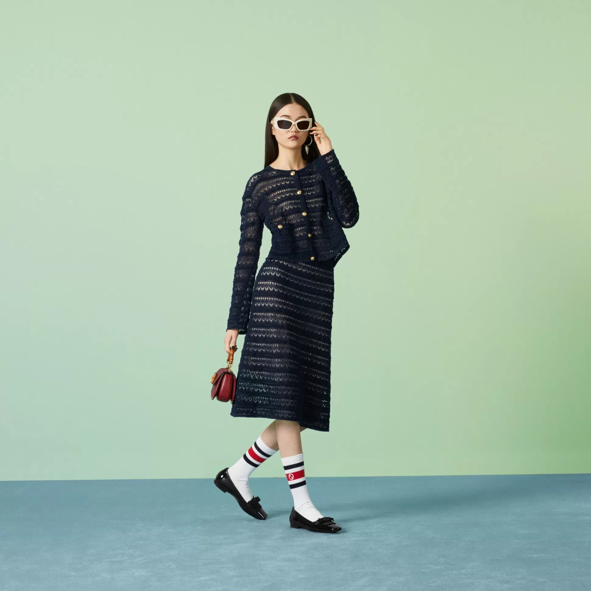 GUCCI Cotton Lace Cardigan-Women Knitwear