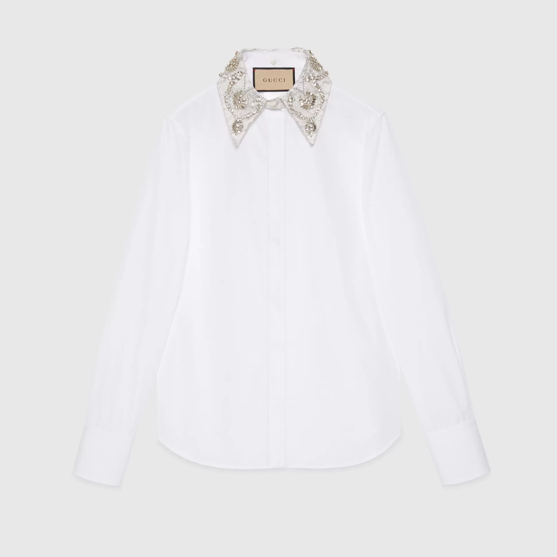 GUCCI Cotton Poplin Shirt With Embroidery-Women Cocktail & Evening