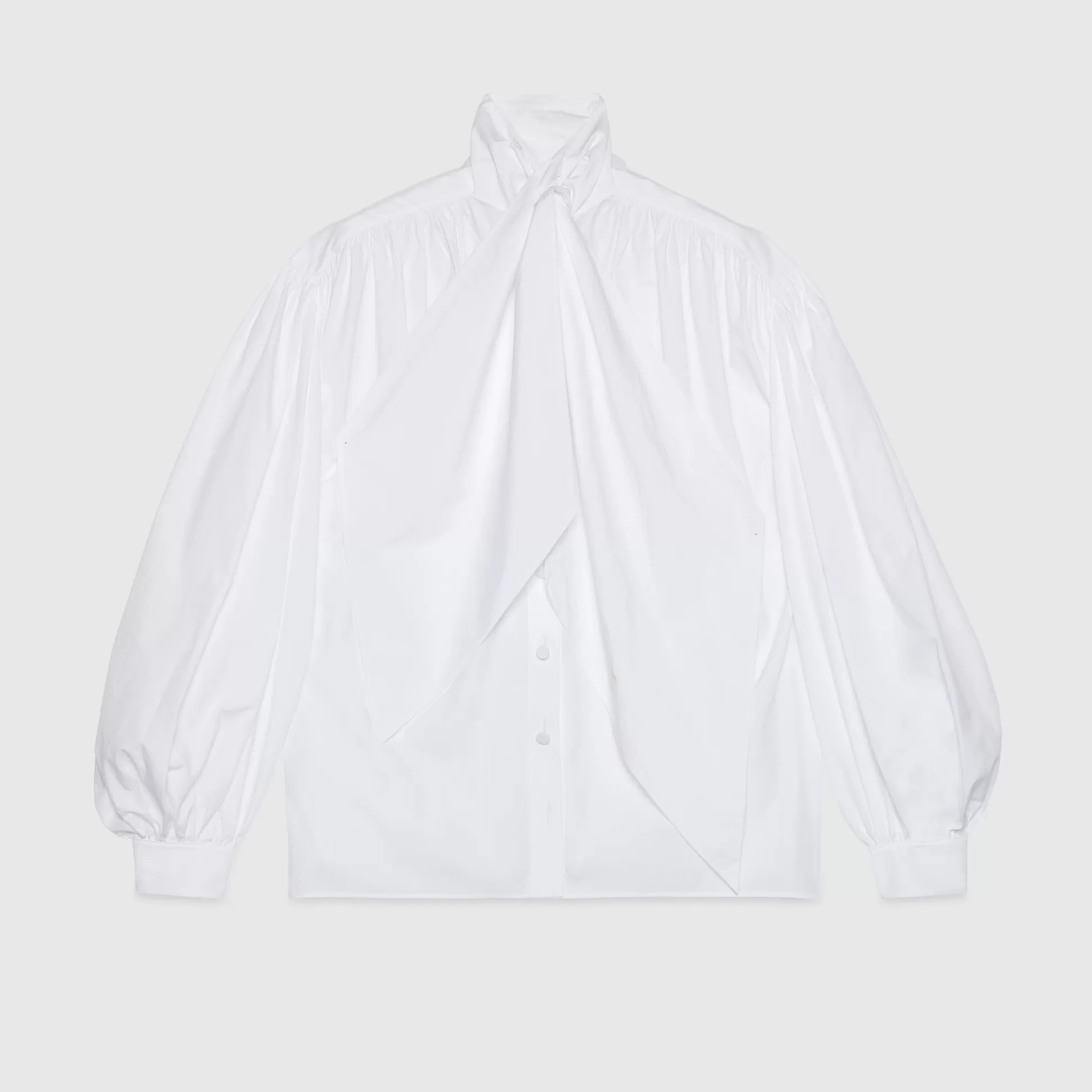 GUCCI Cotton Poplin Shirt With Tie Front-Women Tops & Shirts