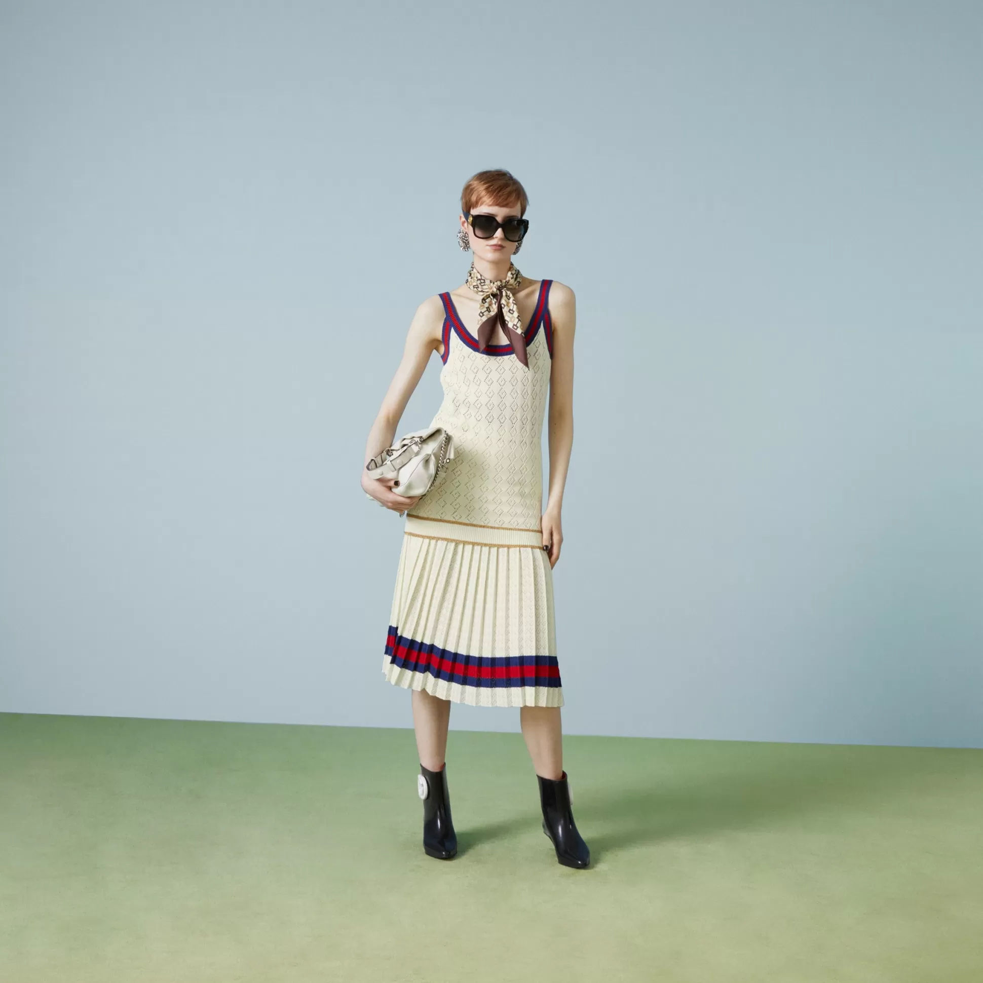 GUCCI Cotton Tank Top With Web-Women Knitwear