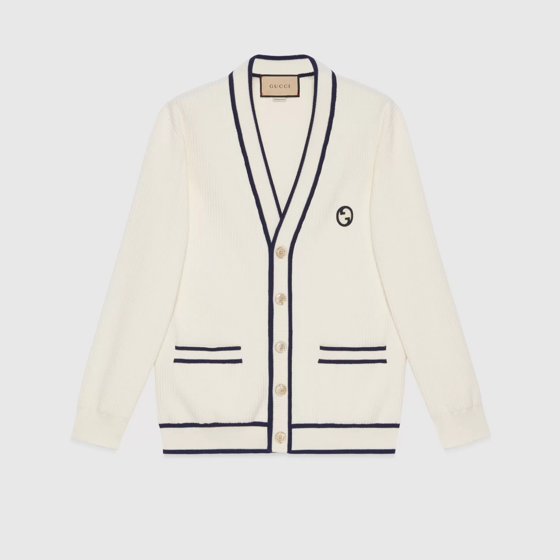 GUCCI Cotton Wool Cardigan With Patch-Men Knitwear