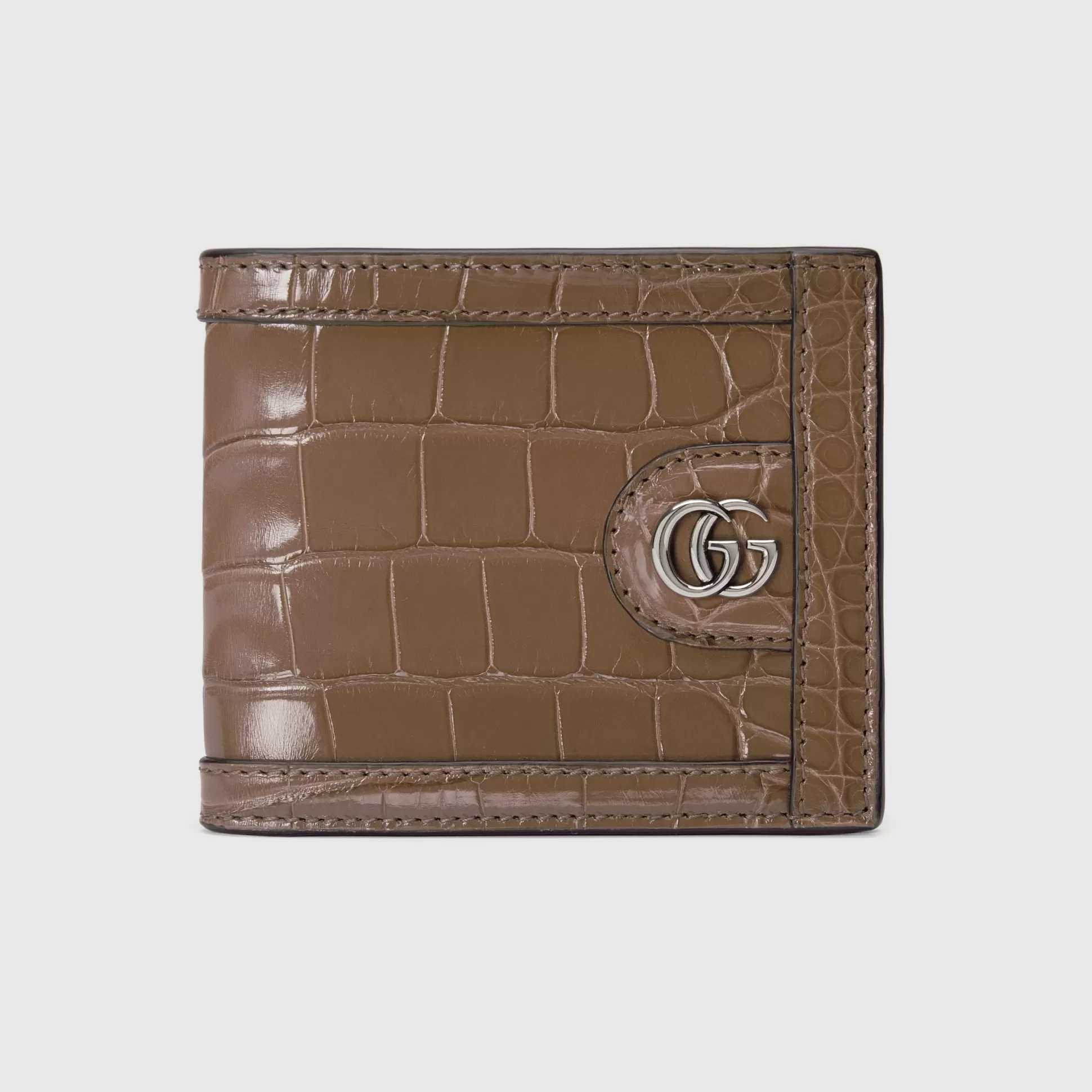 GUCCI Crocodile Card Case Wallet With Double G-Men Precious Accessories