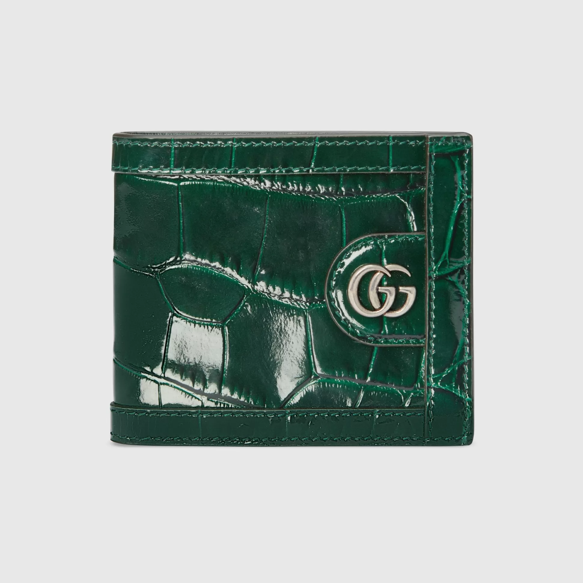 GUCCI Crocodile Card Case Wallet With Double G-Men Precious Accessories