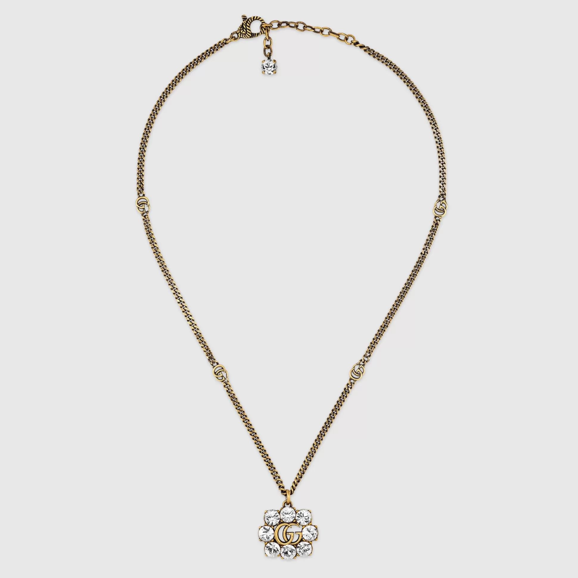 GUCCI Crystal Double G Necklace- Necklaces