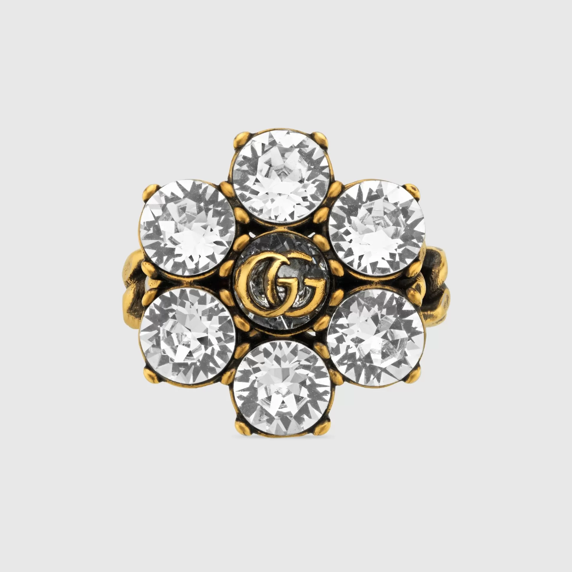 GUCCI Crystal Double G Ring- Rings