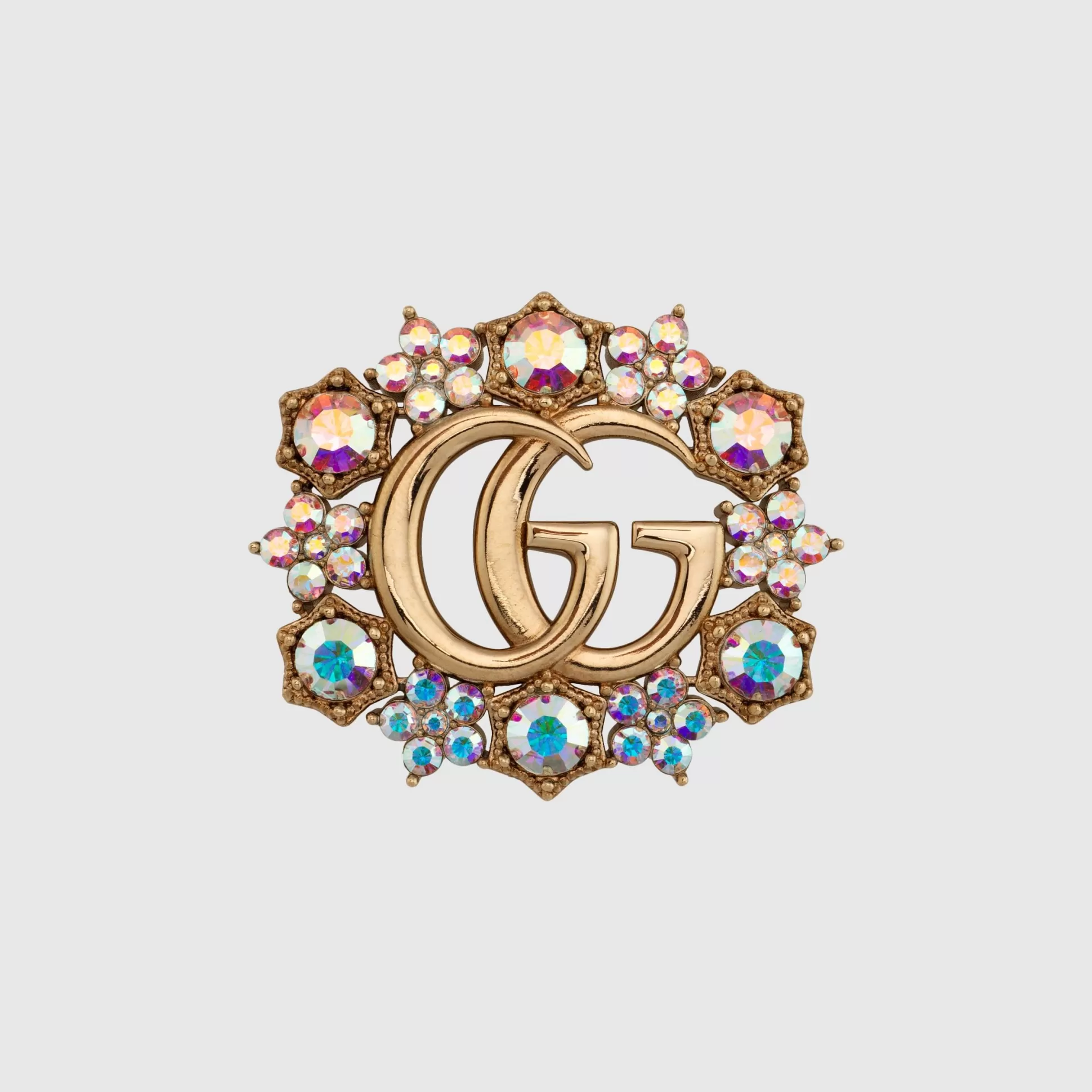 GUCCI Double G Crystal Flower Brooch- For Women