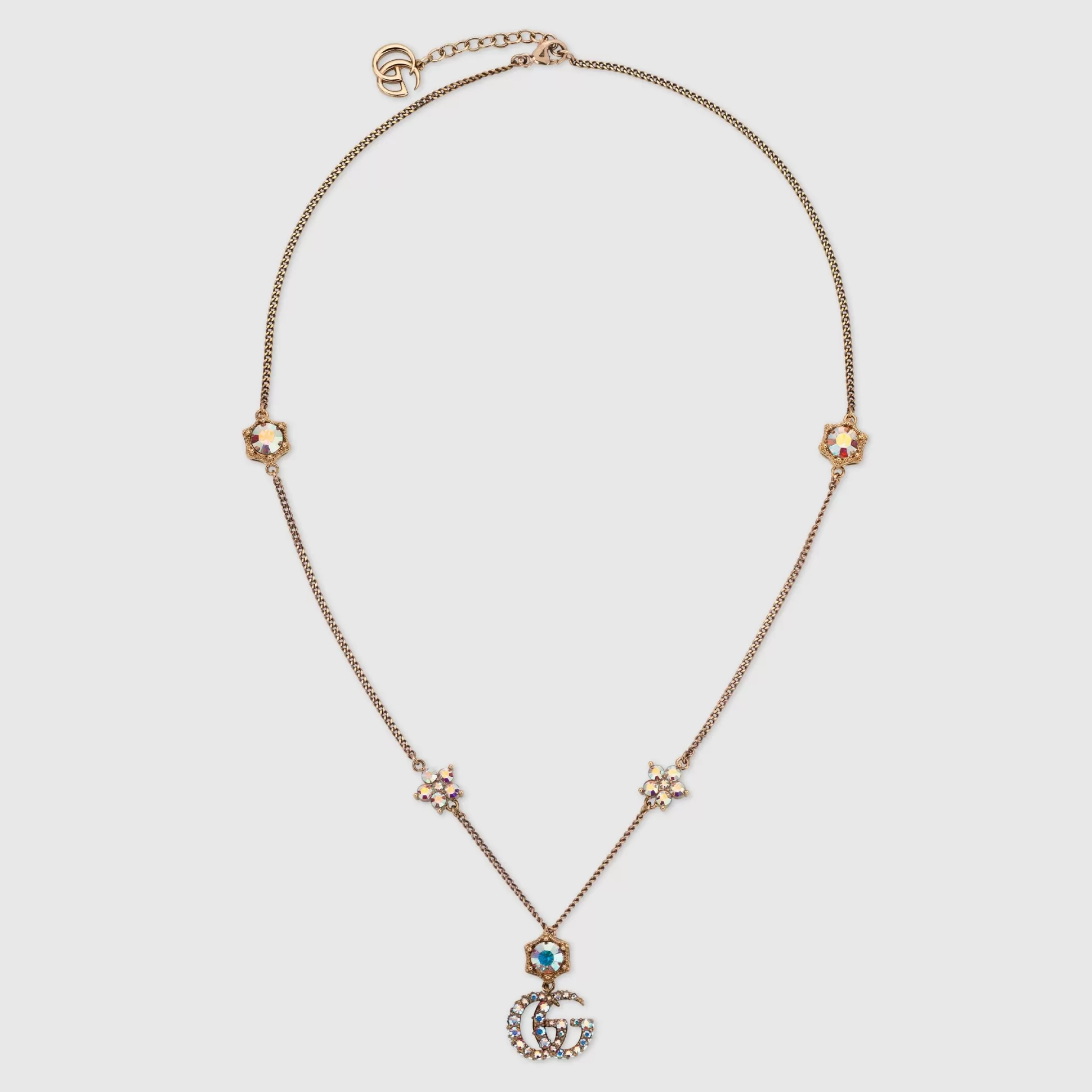 GUCCI Double G Necklace With Crystals- For Women