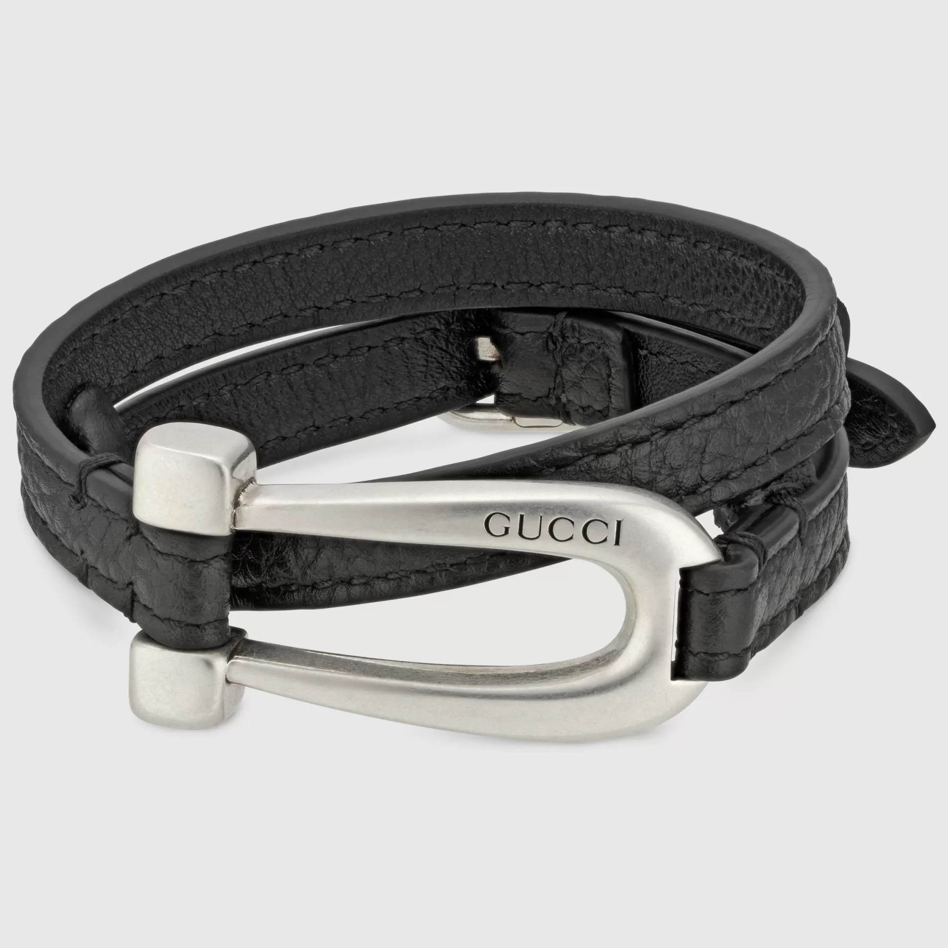 GUCCI Double Leather Bracelet With Stirrup- Bracelets