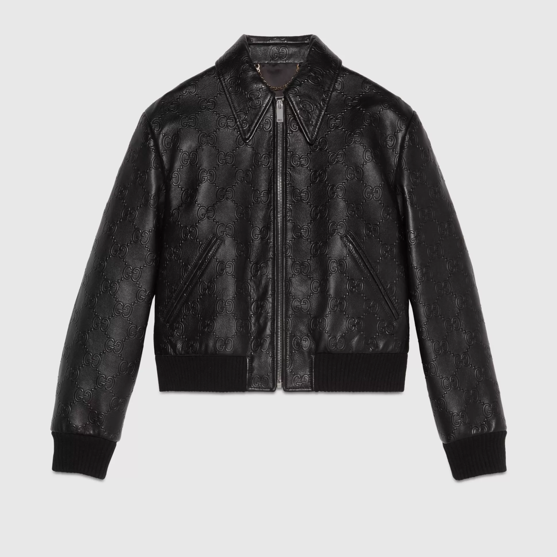 GUCCI Embossed Gg Leather Bomber-Women Leather