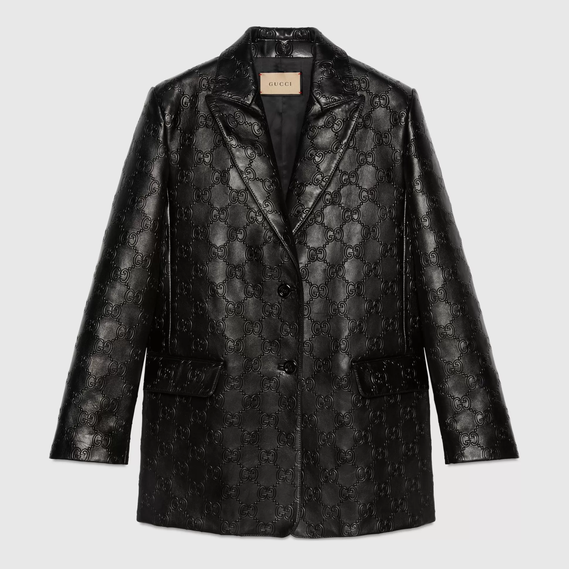 GUCCI Embossed Gg Leather Jacket-Women Leather