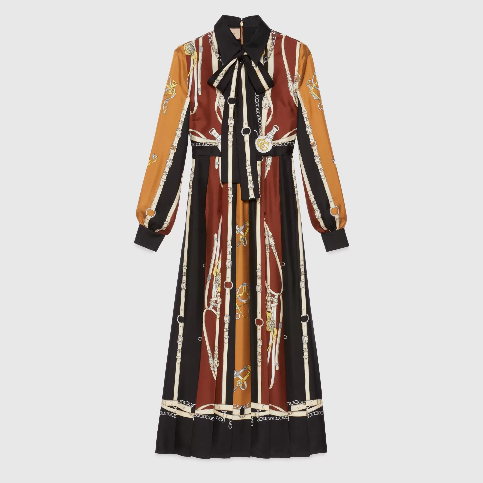 GUCCI Equestrian Print Silk Dress-Women Dresses & Jumpsuits
