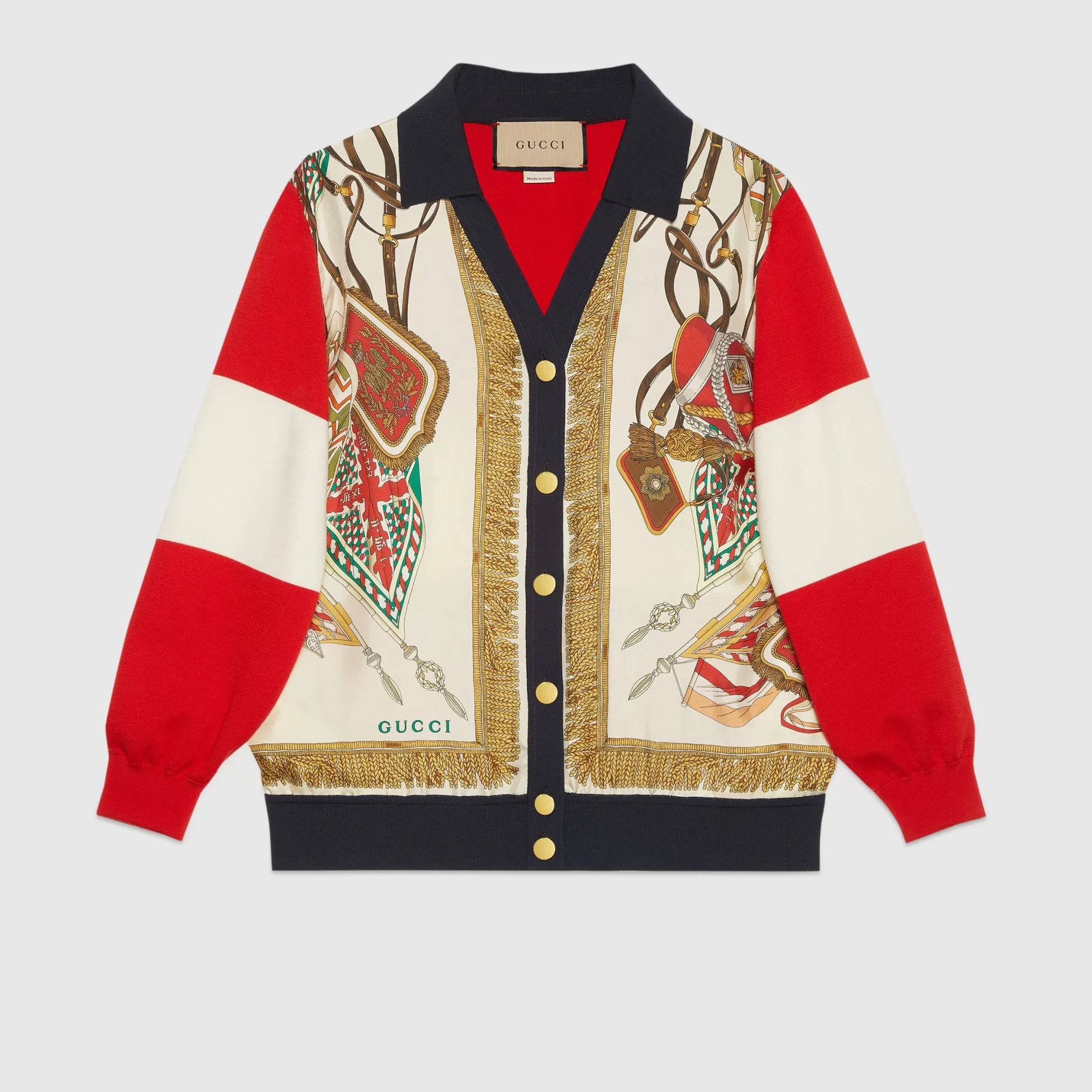 GUCCI Extra Fine Wool Printed Cardigan-Women Knitwear