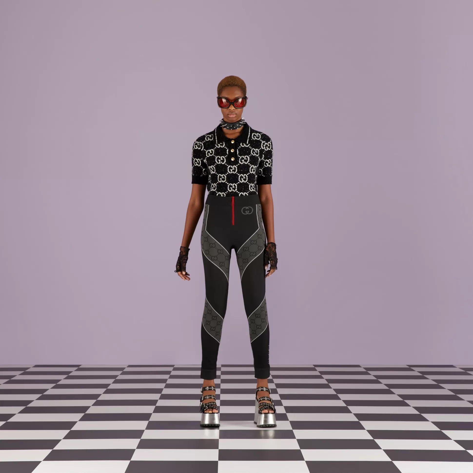 GUCCI Fine Cotton Polo Top-Women Knitwear