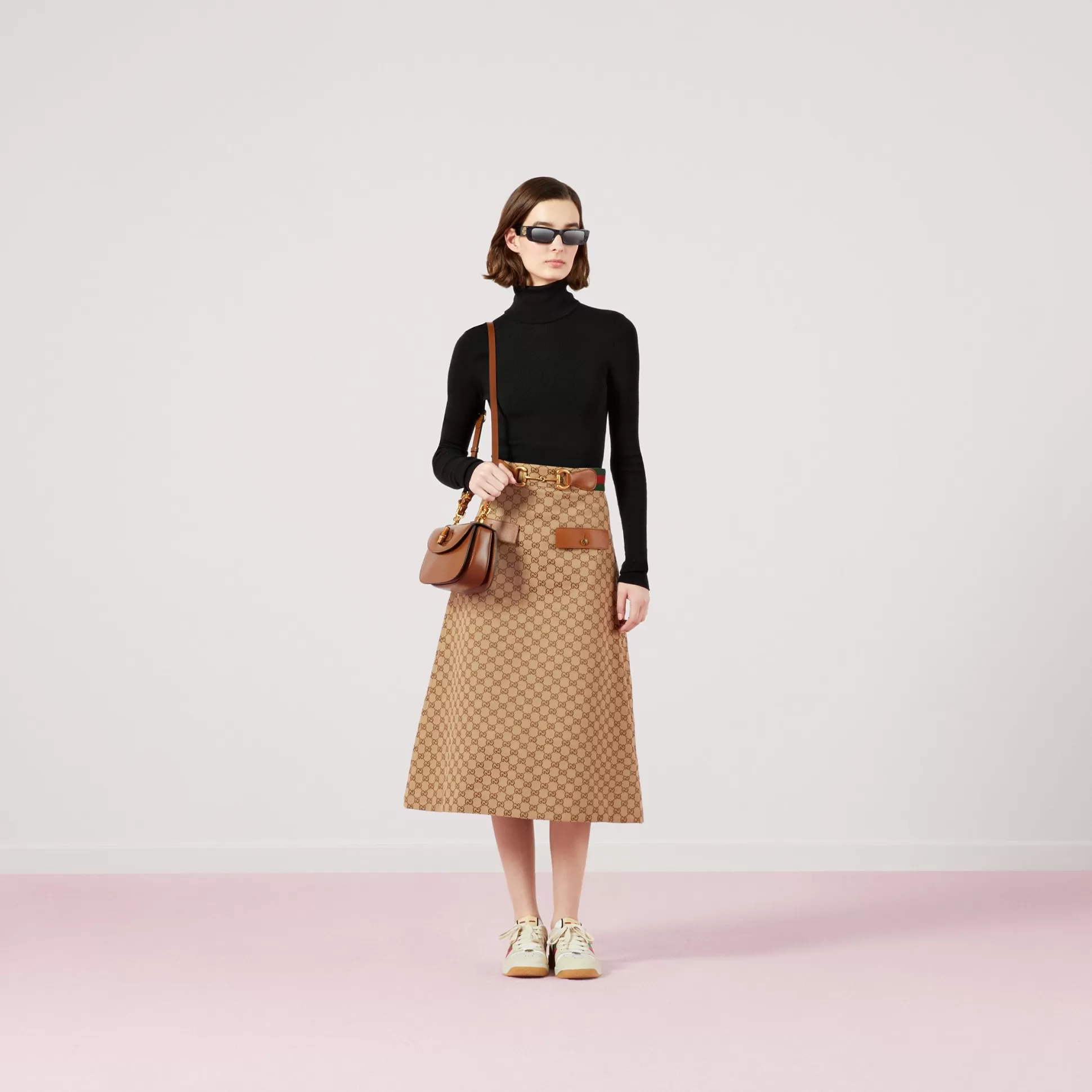GUCCI Fine Rib Knit Wool Turtleneck-Women Knitwear