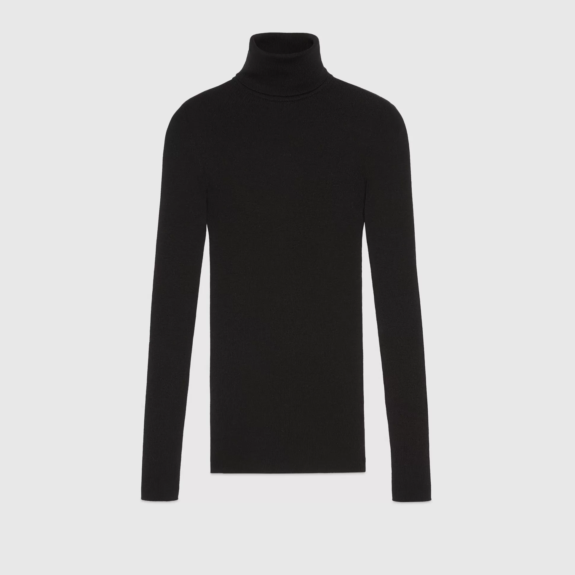 GUCCI Fine Rib Knit Wool Turtleneck-Women Knitwear
