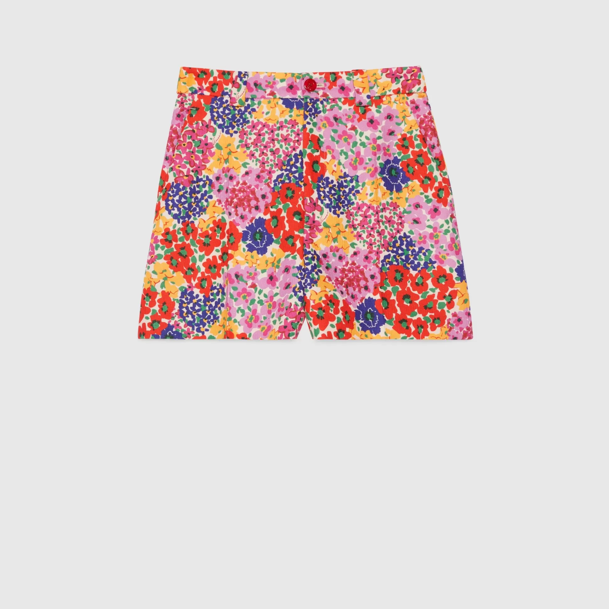 GUCCI Floral Print Cotton Shorts-Women Pants & Shorts