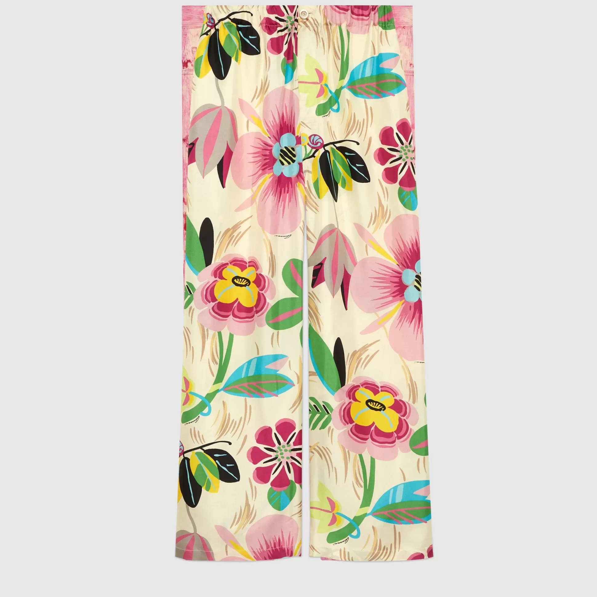 GUCCI Floral Print Silk Pant-Women Pants & Shorts