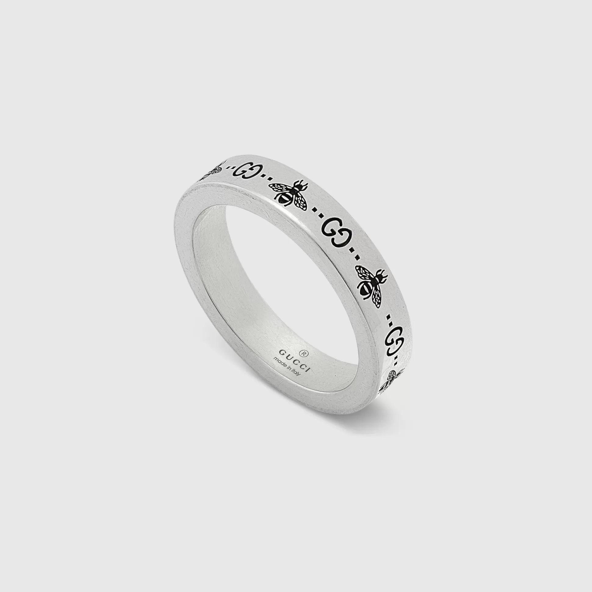 GUCCI Gg And Bee Engraved Thin Ring- Rings