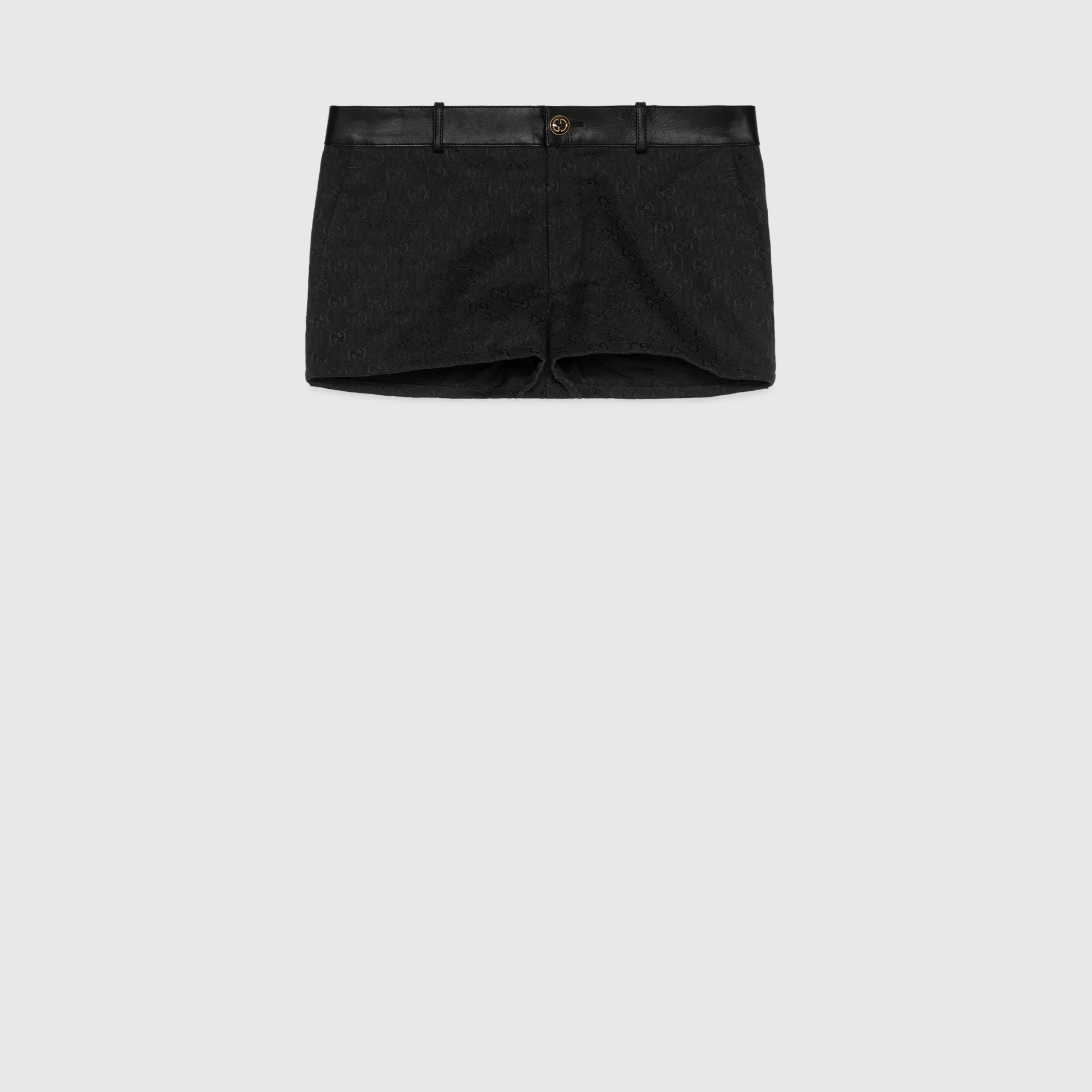 GUCCI Gg Canvas And Leather Shorts-Women Leather