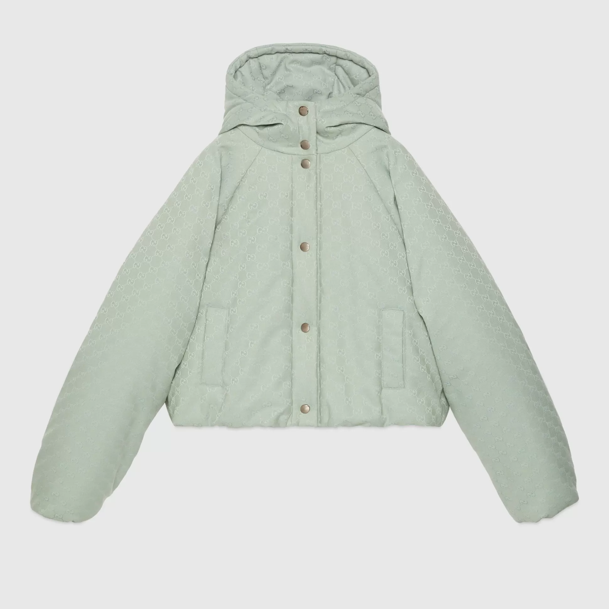 GUCCI Gg Canvas Hooded Bomber Jacket-Women Outerwear