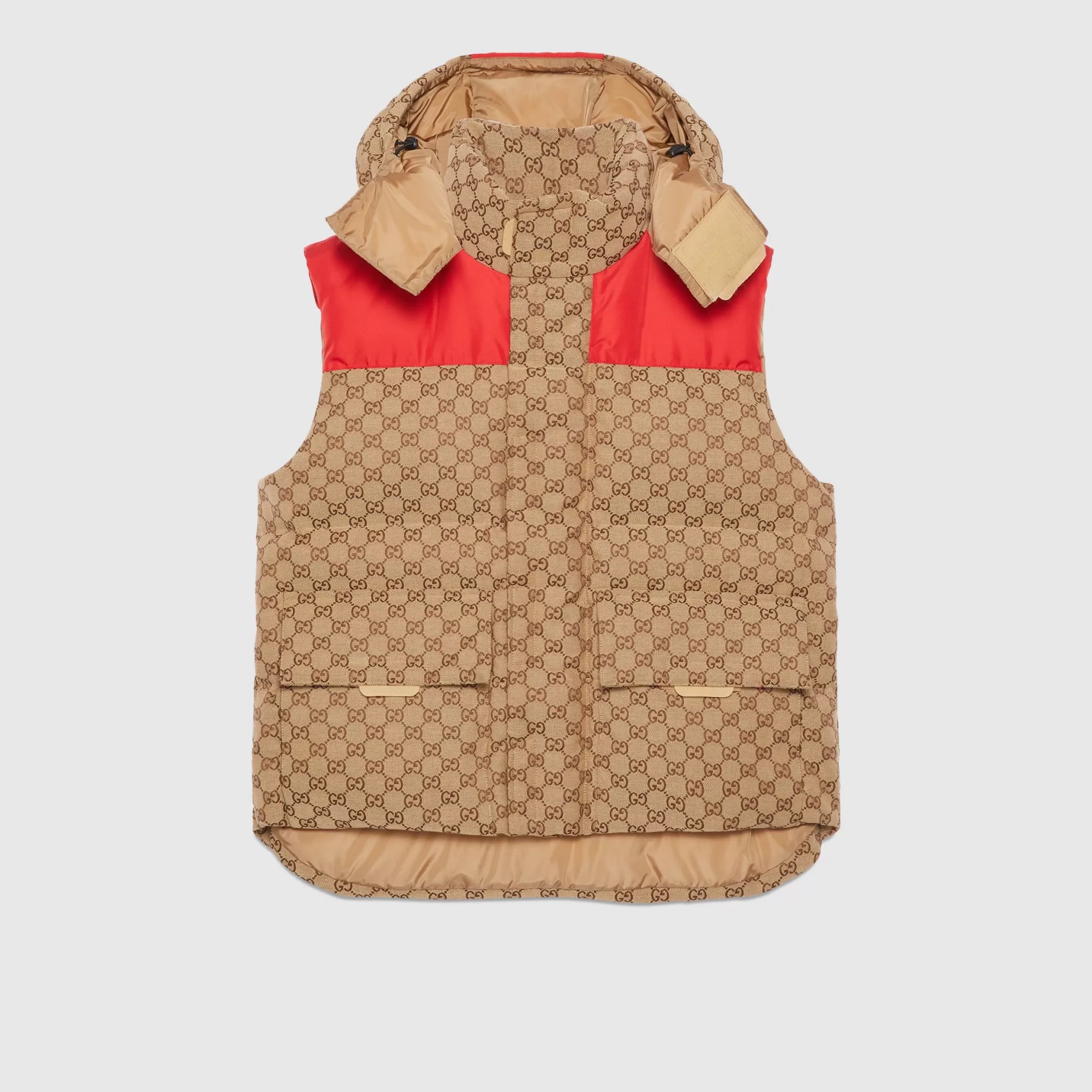GUCCI Gg Cotton Canvas Padded Gilet-Men Outerwear