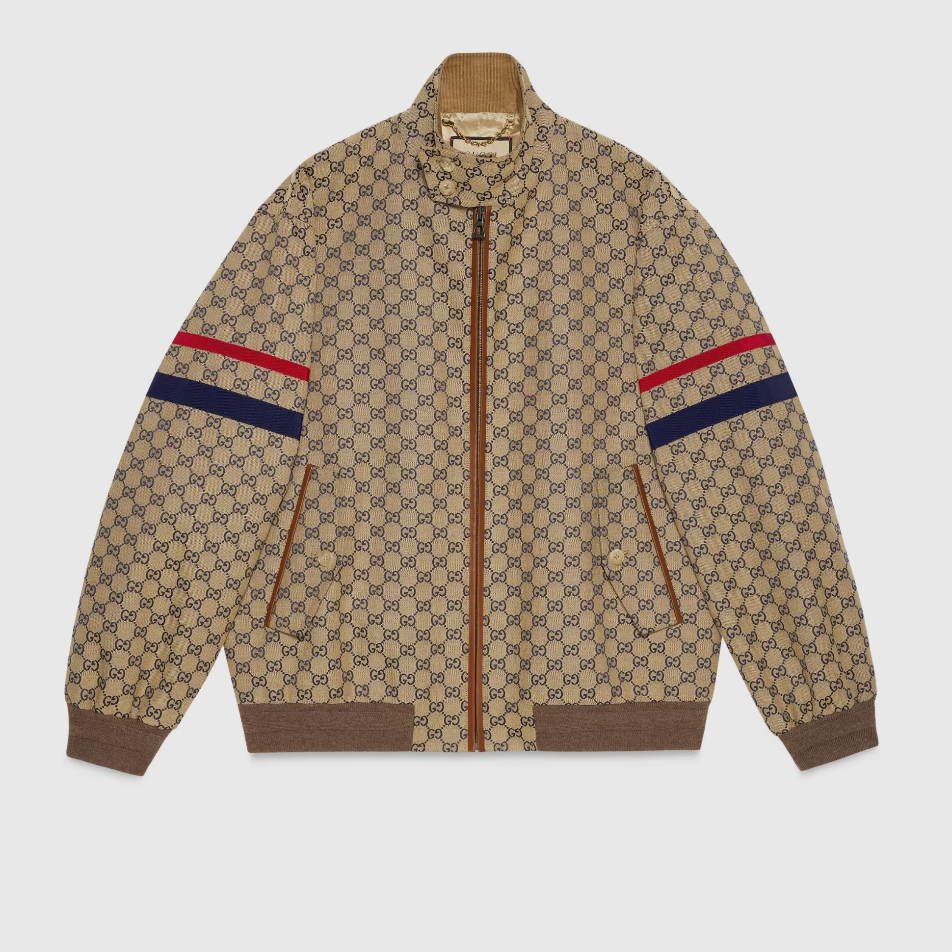 GUCCI Gg Cotton Canvas Zip Jacket-Men Outerwear