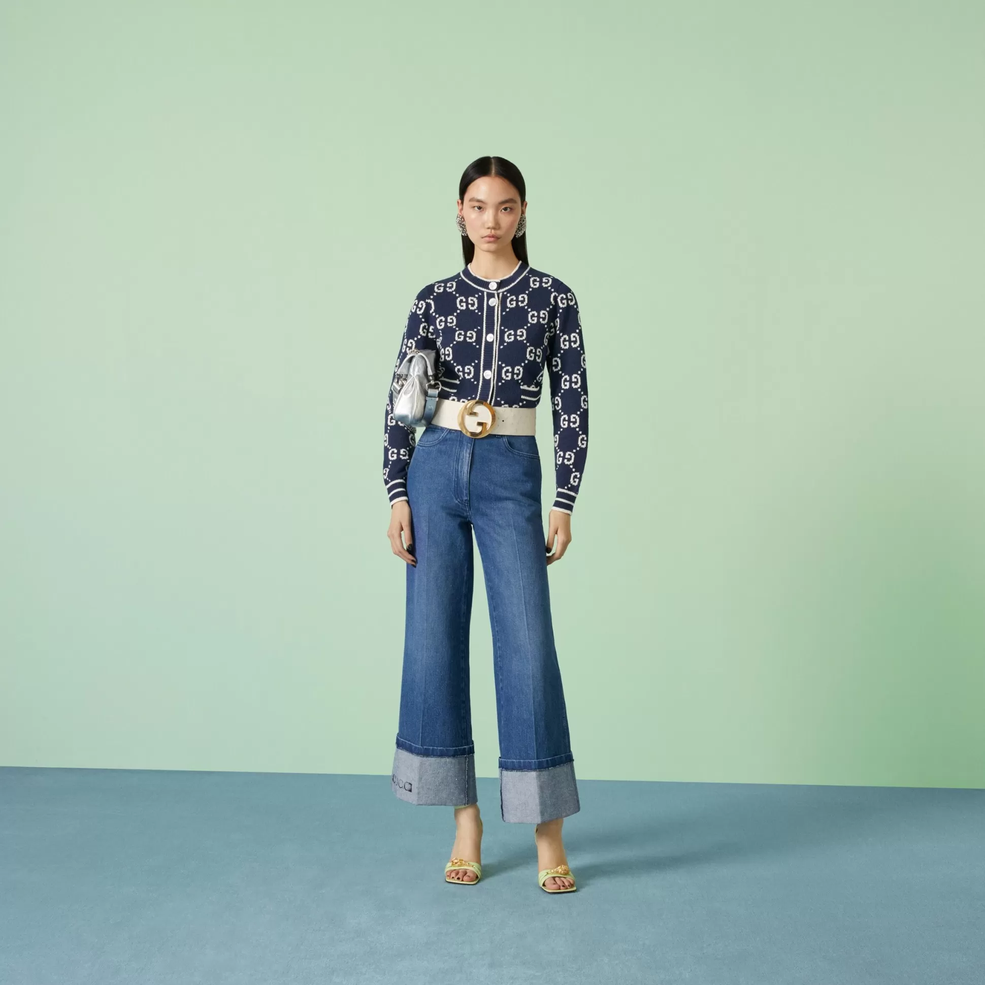 GUCCI Gg Cotton Jacquard Cardigan-Women Knitwear