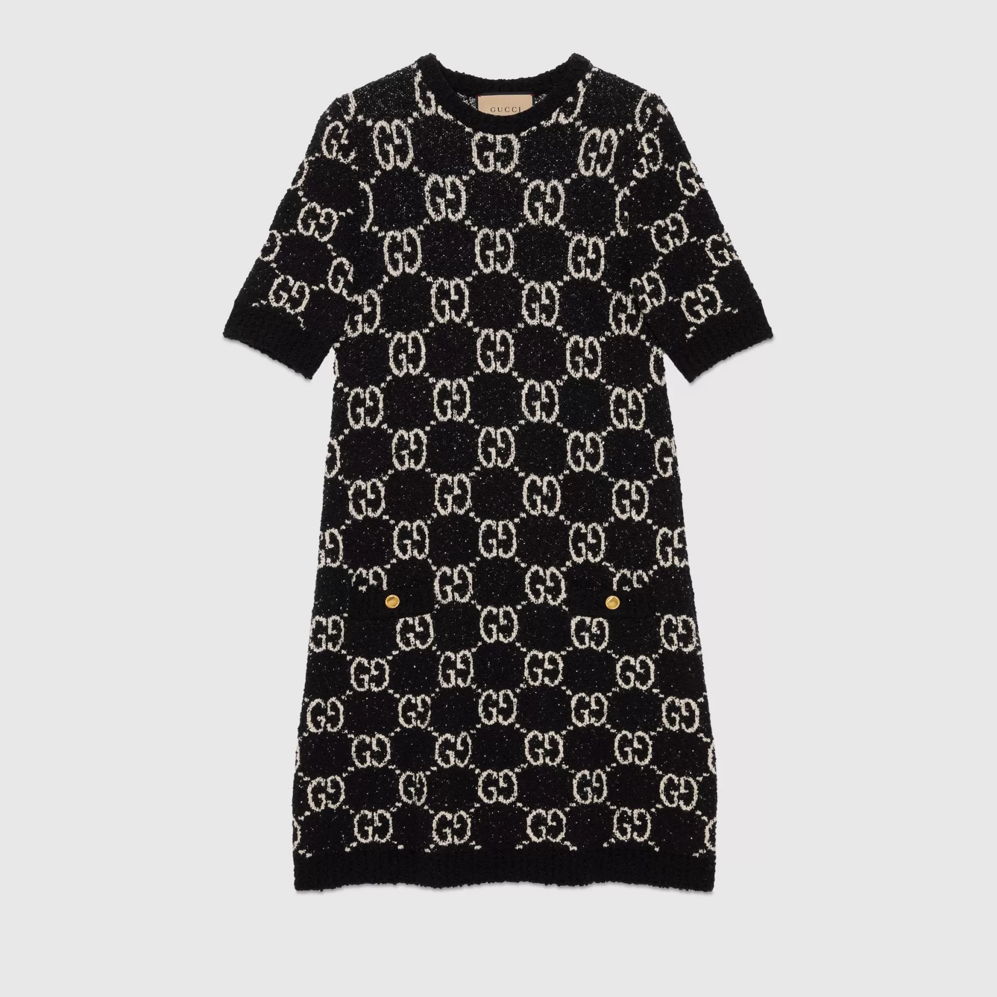 GUCCI Gg Jacquard Short Sleeve Dress-Women Knitwear