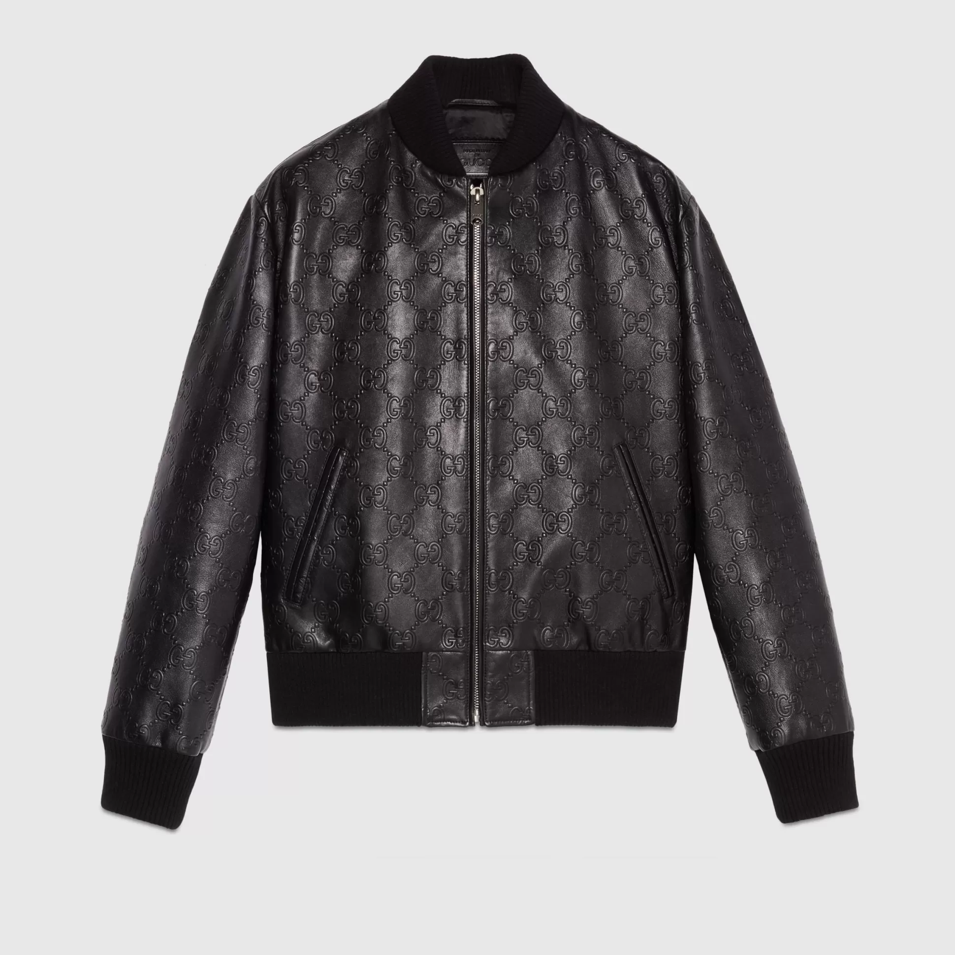 GUCCI Gg Leather Bomber Jacket-Men Leather