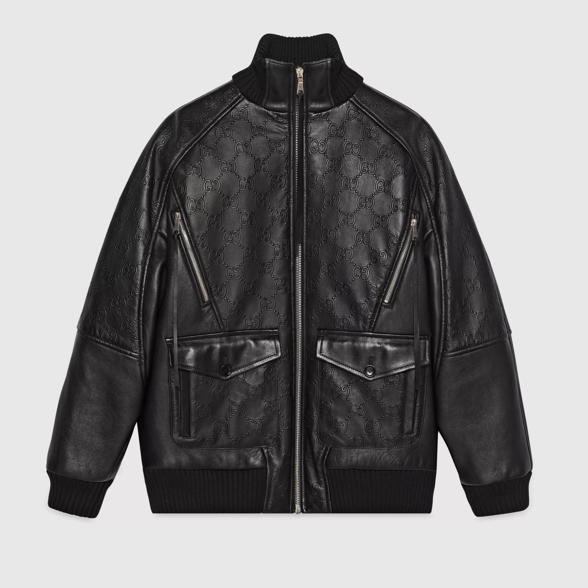 GUCCI Gg Leather Jacket-Men Leather