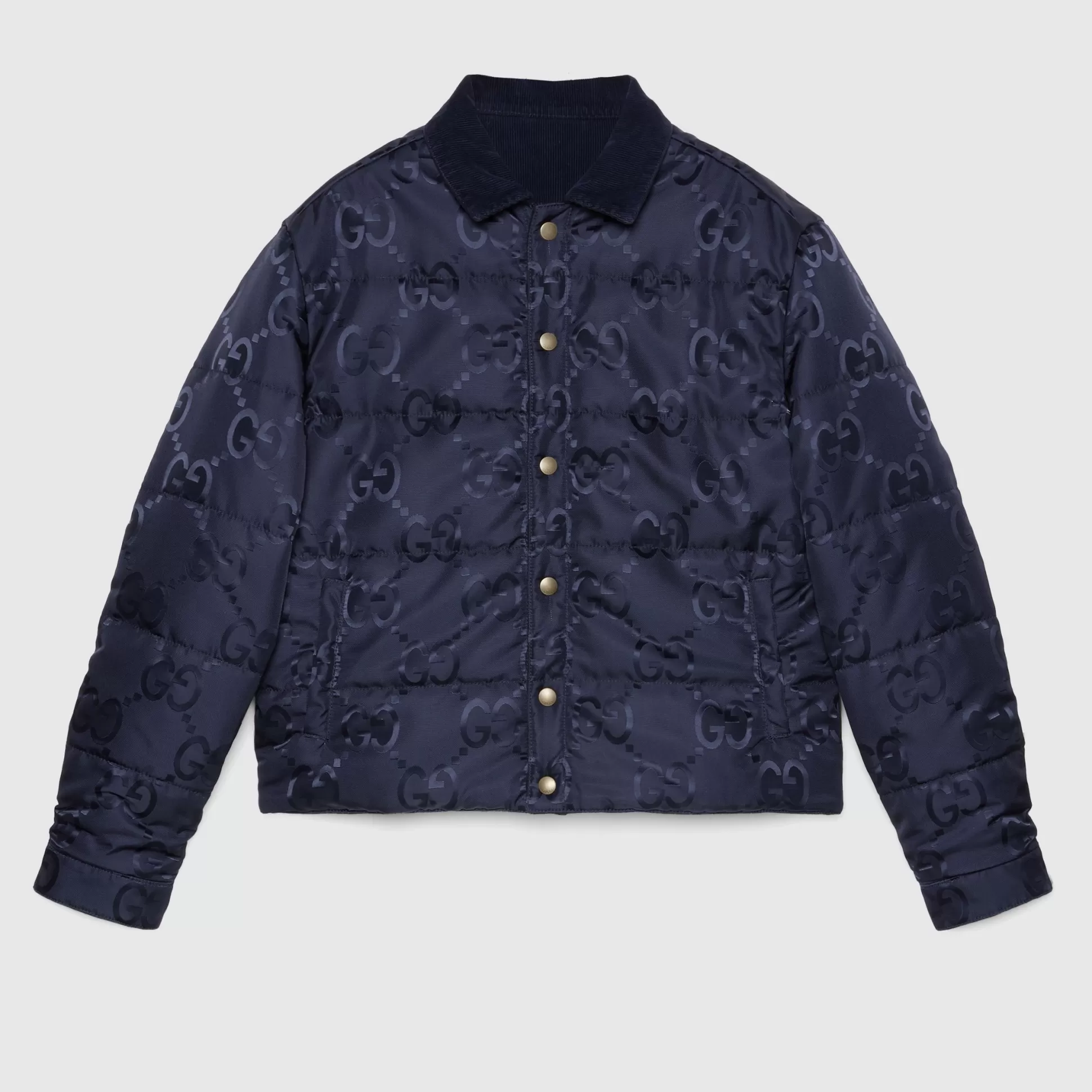 GUCCI Gg Nylon Canvas And Corduroy Reversible Jacket-Men Outerwear