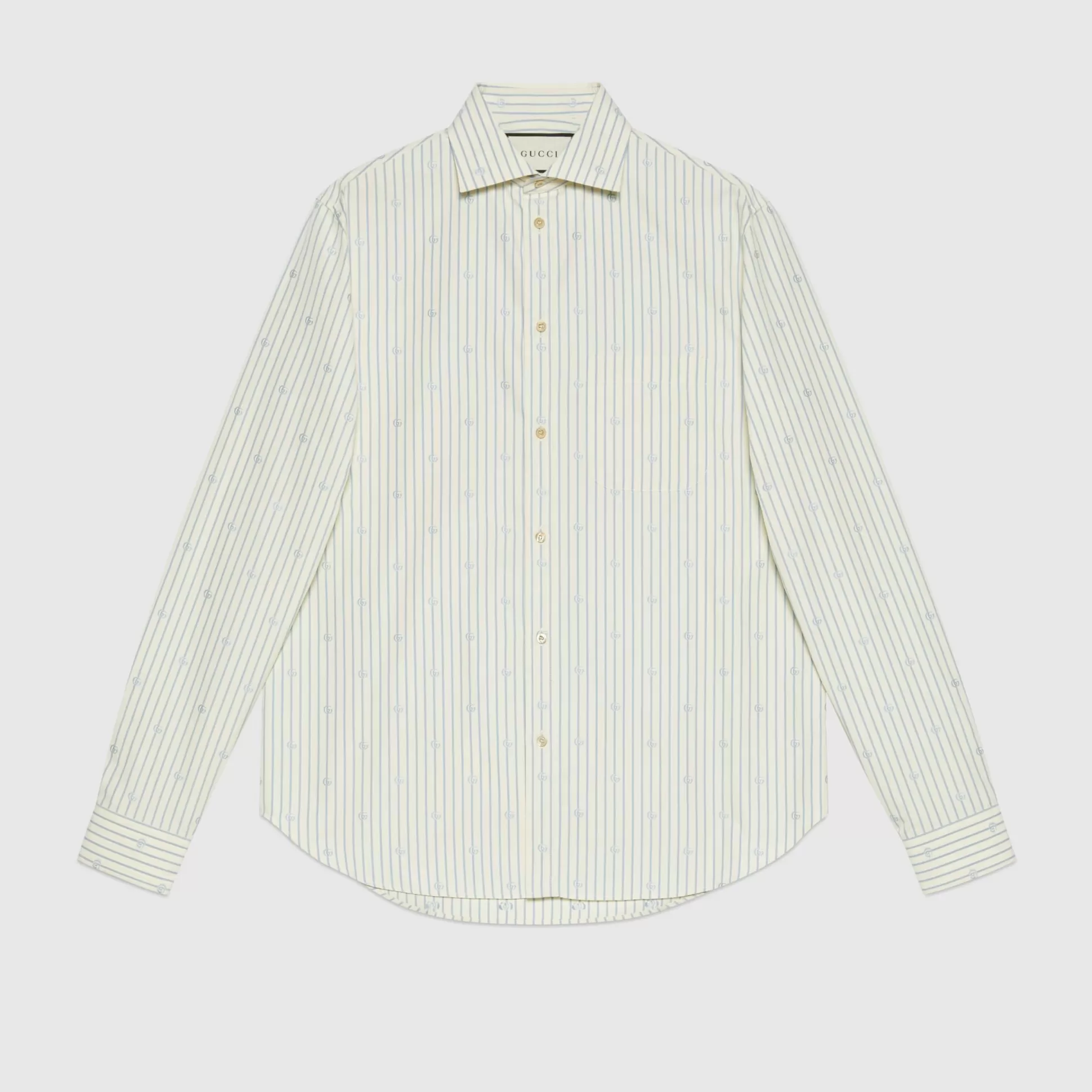 GUCCI Gg Stripe Fil Coupe Cotton Shirt-Men Formalwear
