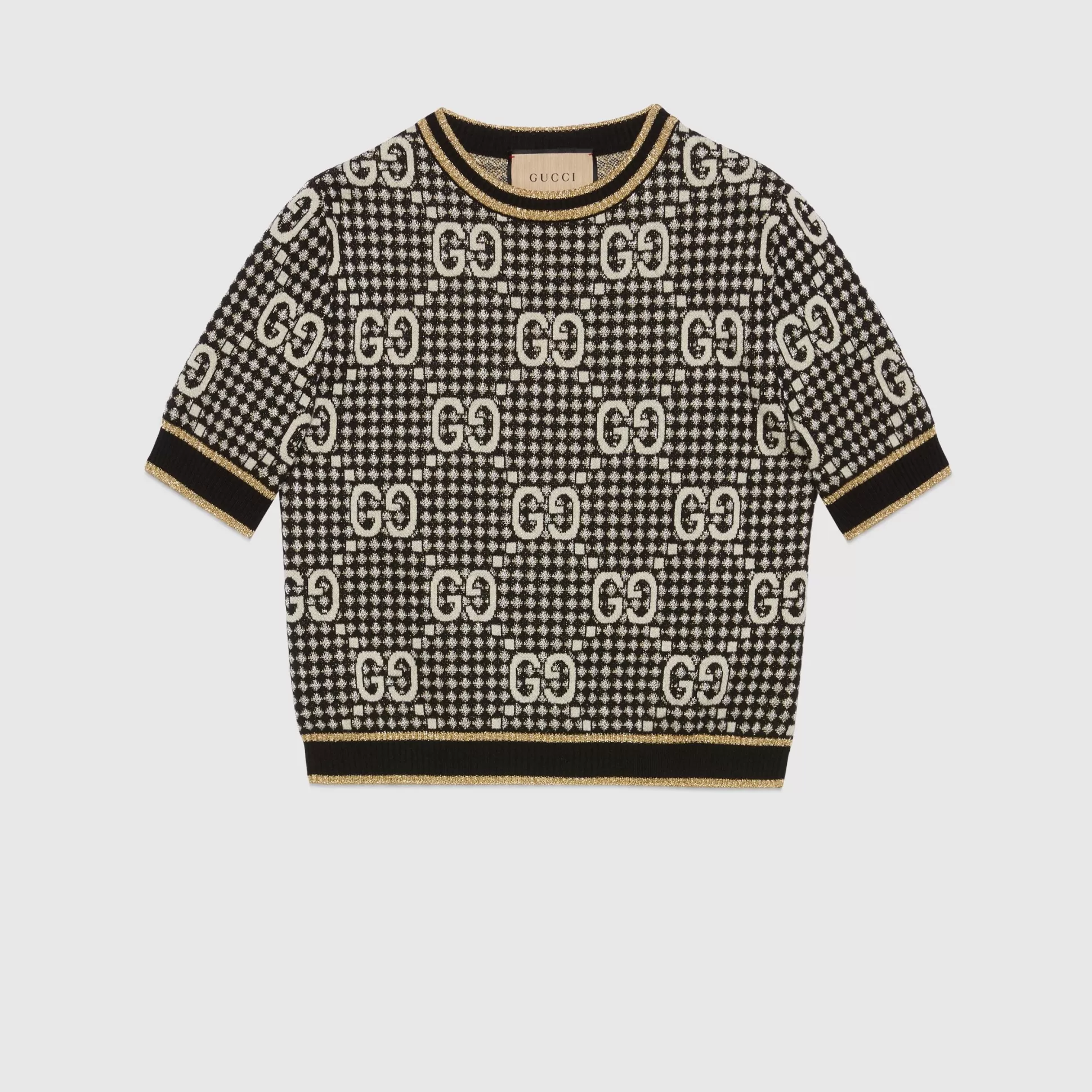 GUCCI Gg Wool Blend Jacquard Top-Women Knitwear