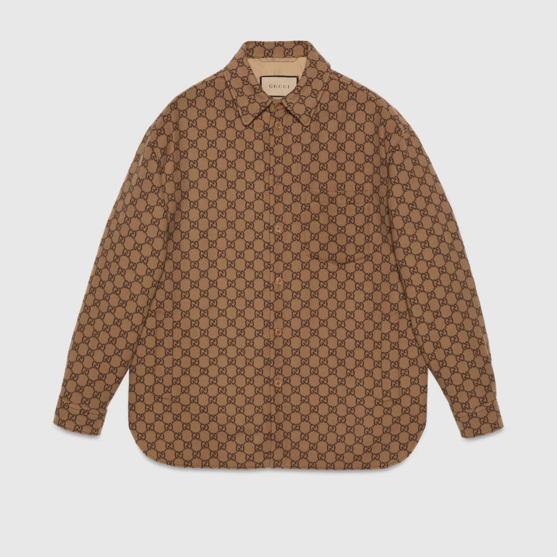 GUCCI Gg Wool Flannel Padded Overshirt-Men Outerwear