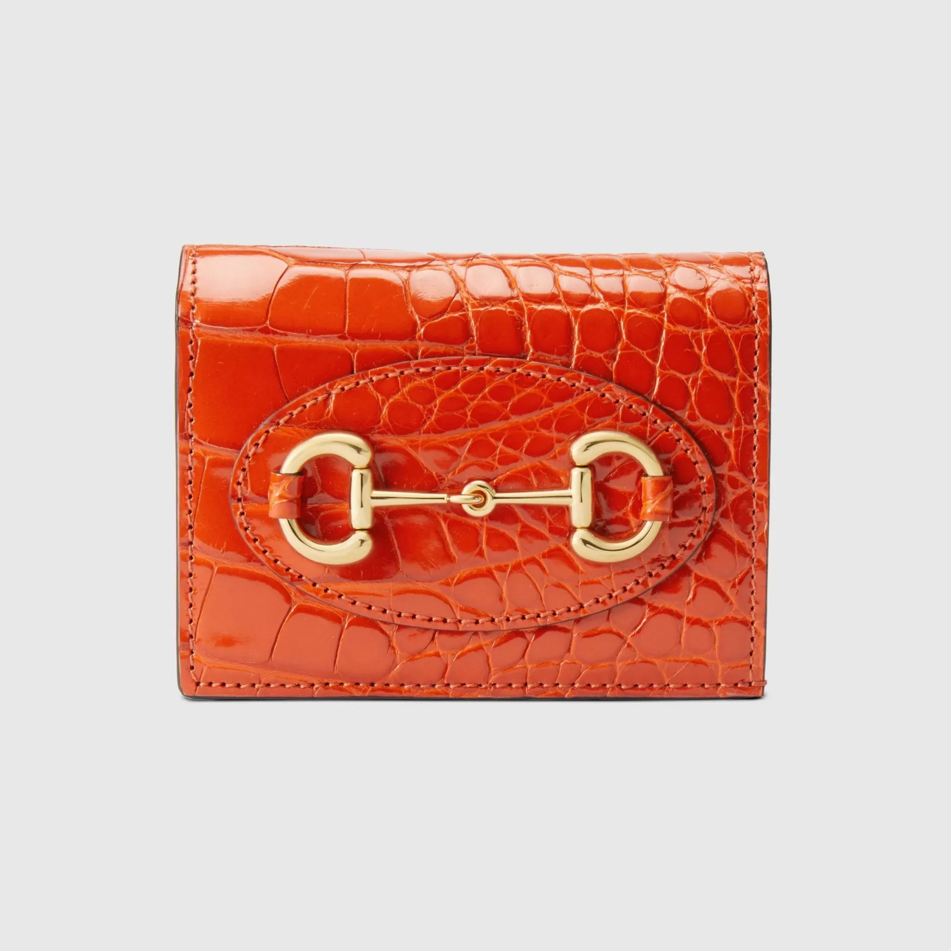 GUCCI Horsebit 1955 Crocodile Card Case Wallet-Women Precious Accessories