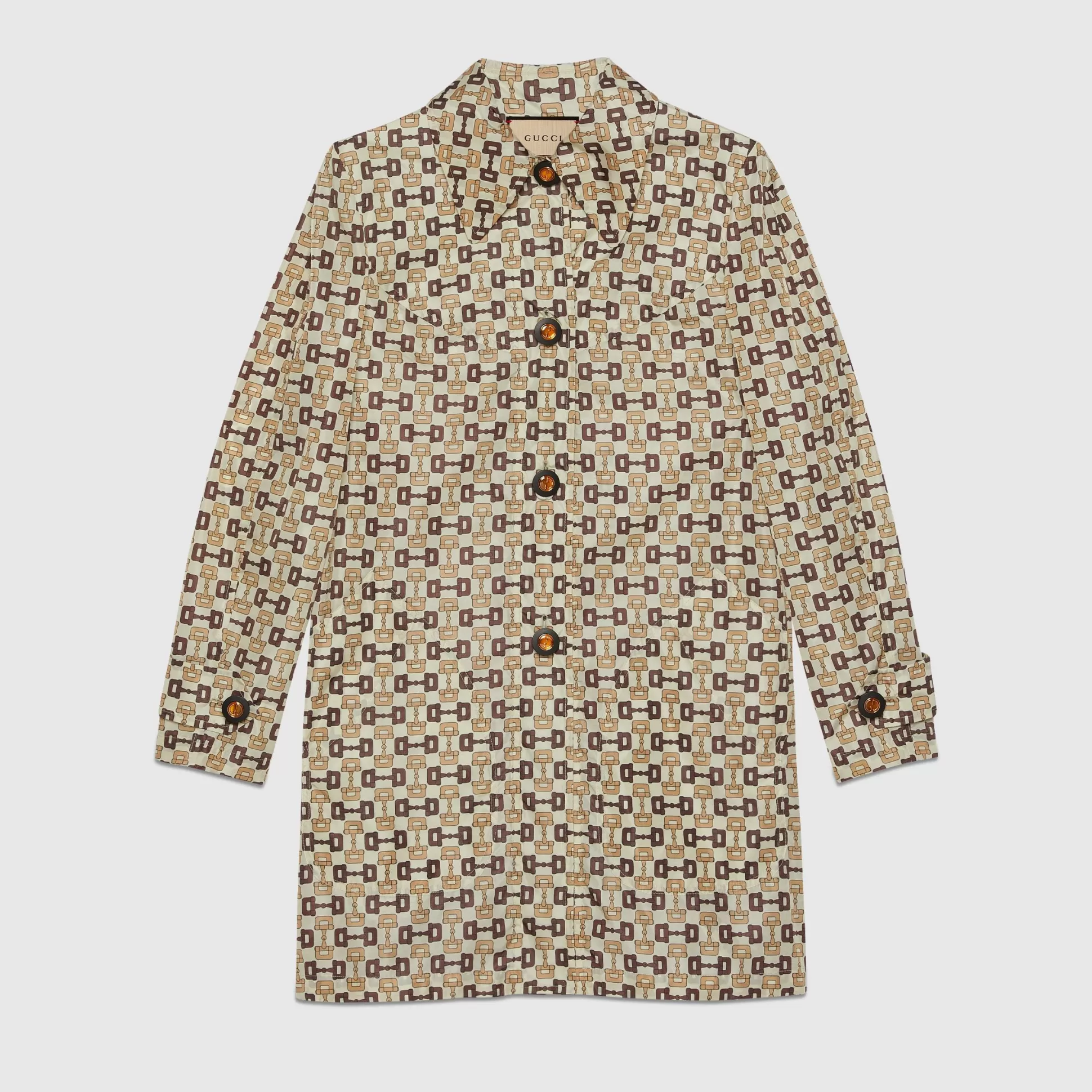 GUCCI Horsebit Print Nylon Coat-Women Outerwear