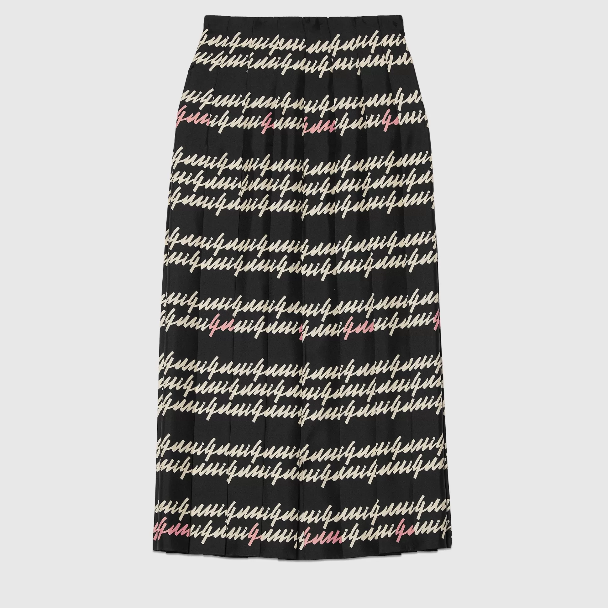 GUCCI Script Print Silk Skirt-Women Skirts