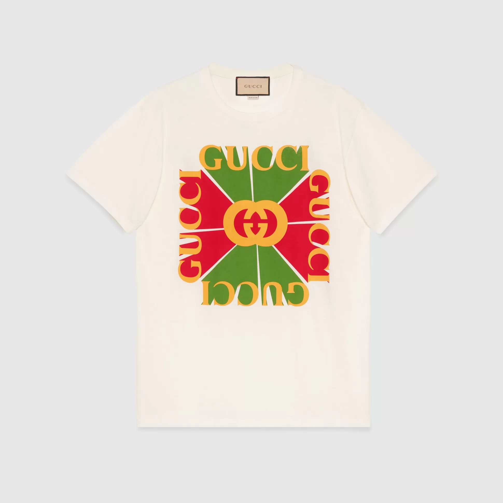 GUCCI Vintage Logo Print Cotton T-Shirt-Women T-Shirts & Sweatshirts