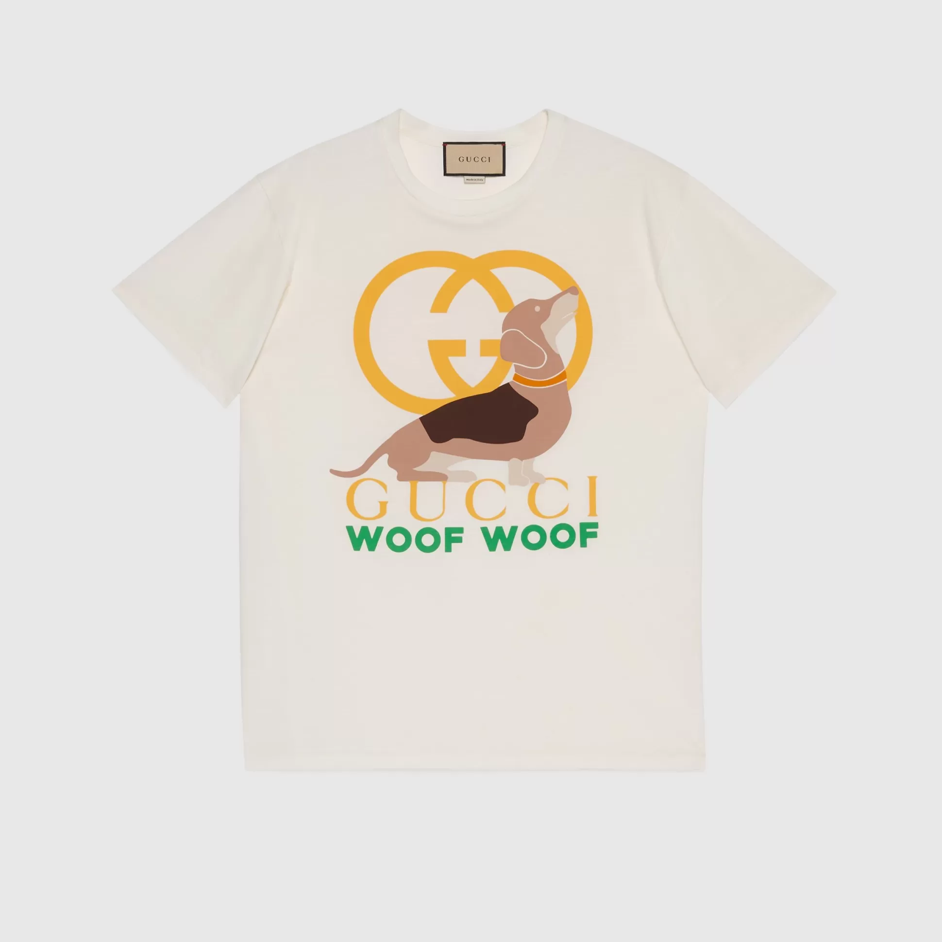 GUCCI Woof Woof' Print Cotton T-Shirt-Women T-Shirts & Sweatshirts