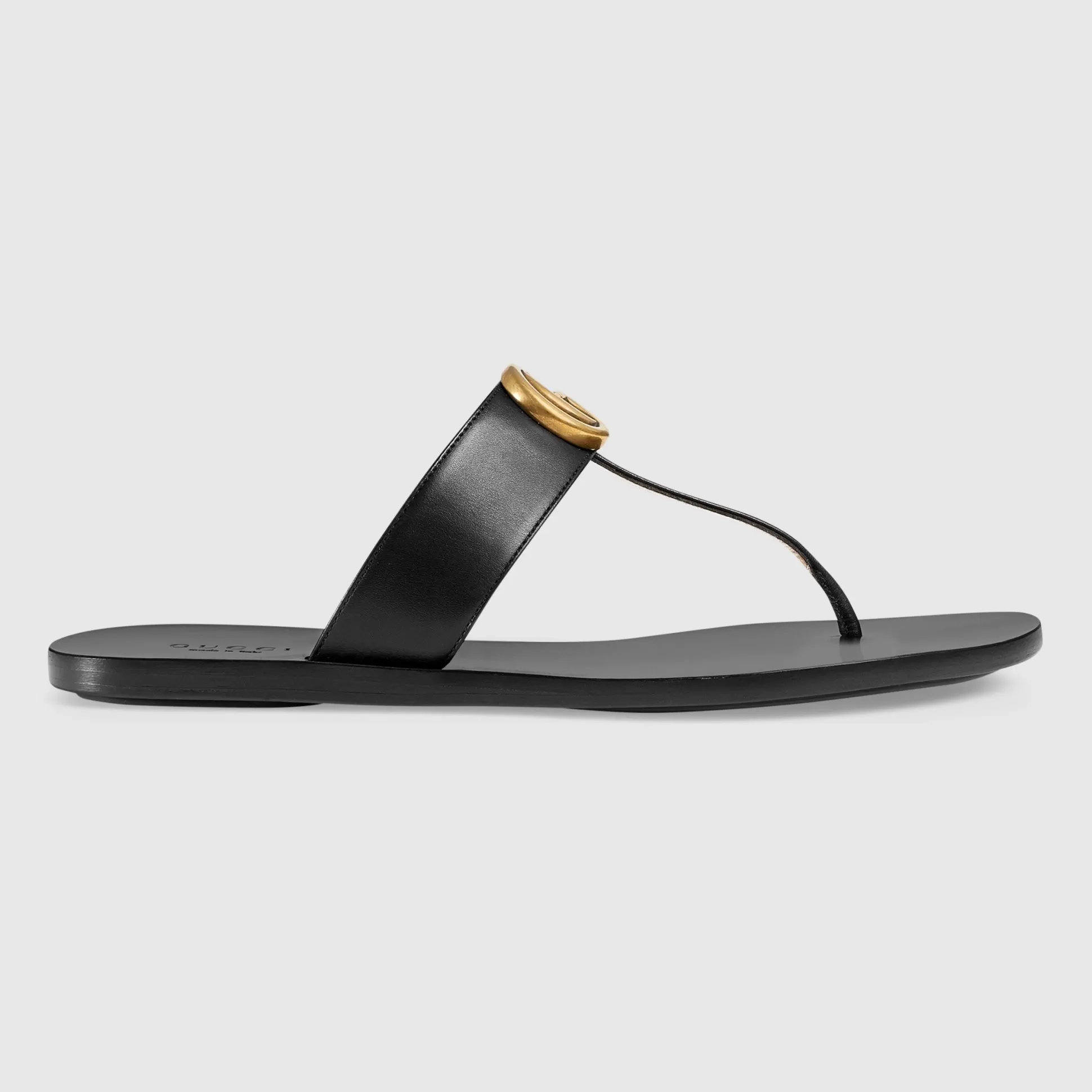 GUCCI Leather Thong Sandal With Double G-Women Sandals