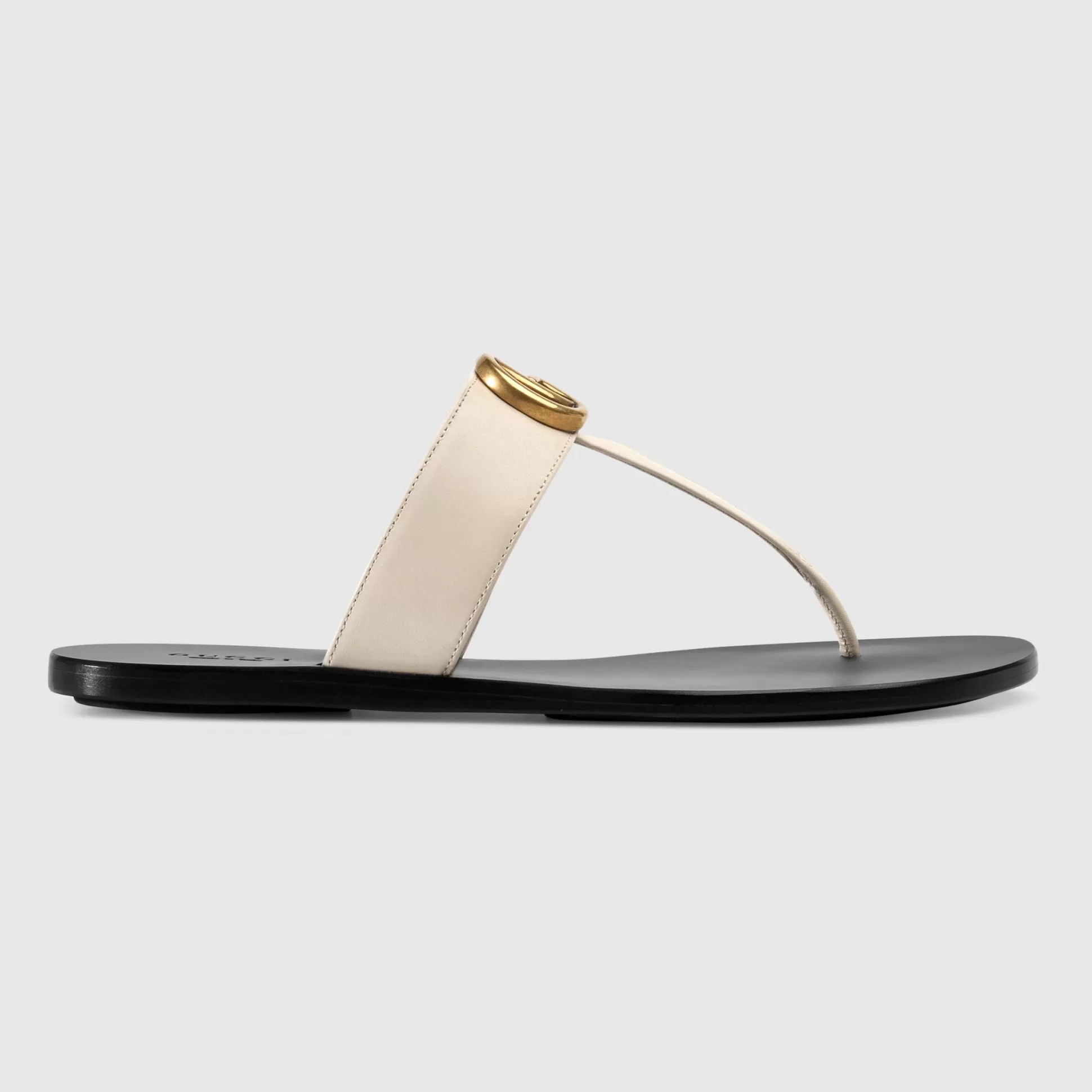 GUCCI Leather Thong Sandal With Double G-Women Sandals