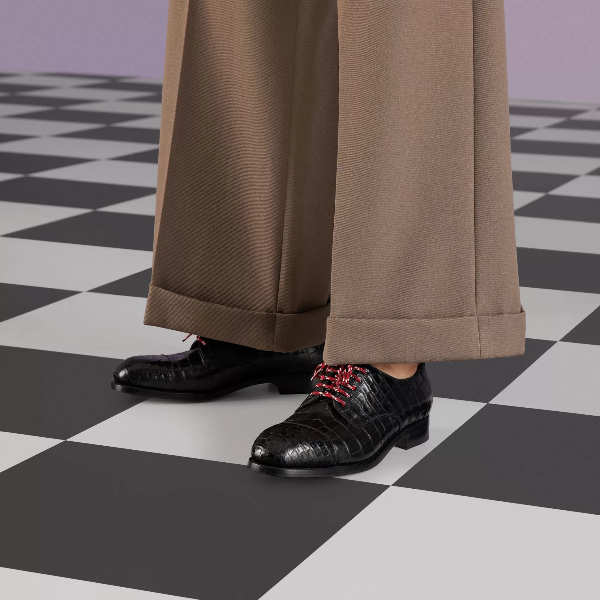 GUCCI Men'S Crocodile Lace-Up-Men Dress Shoes
